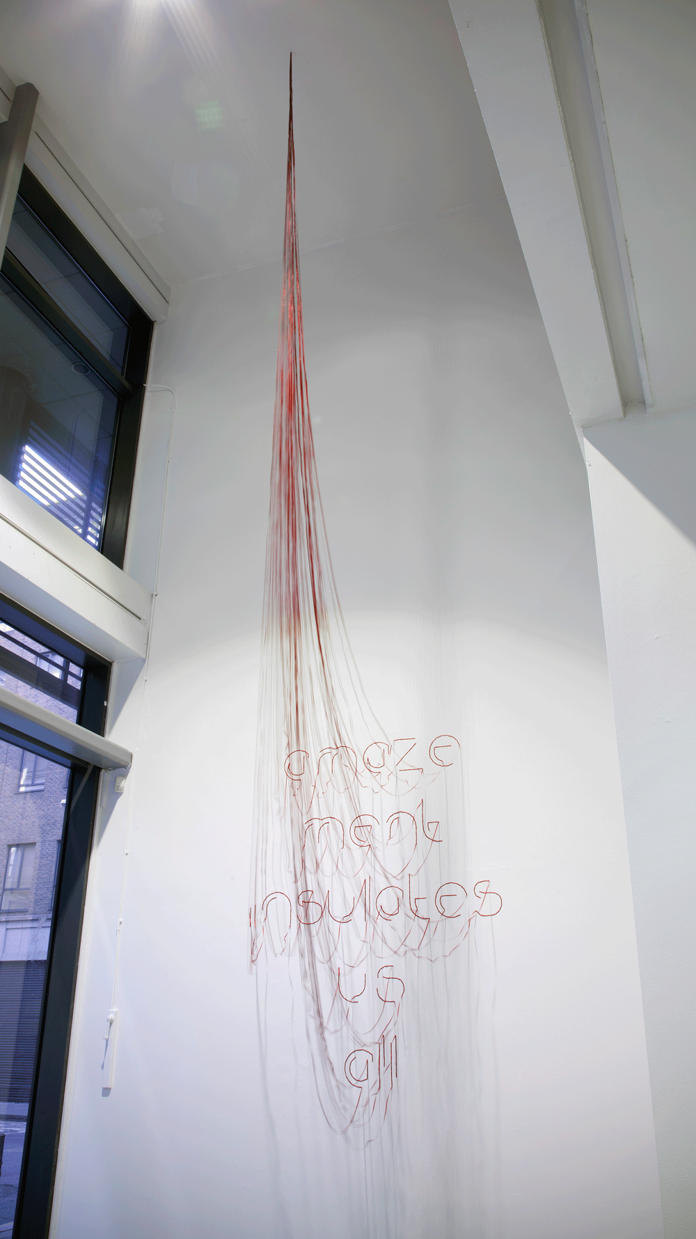 Amazement Insulates Us All, 2015. Ribbon installation at the Lab Gallery, Dublin, Ireland. Photograph by Davey Moor.