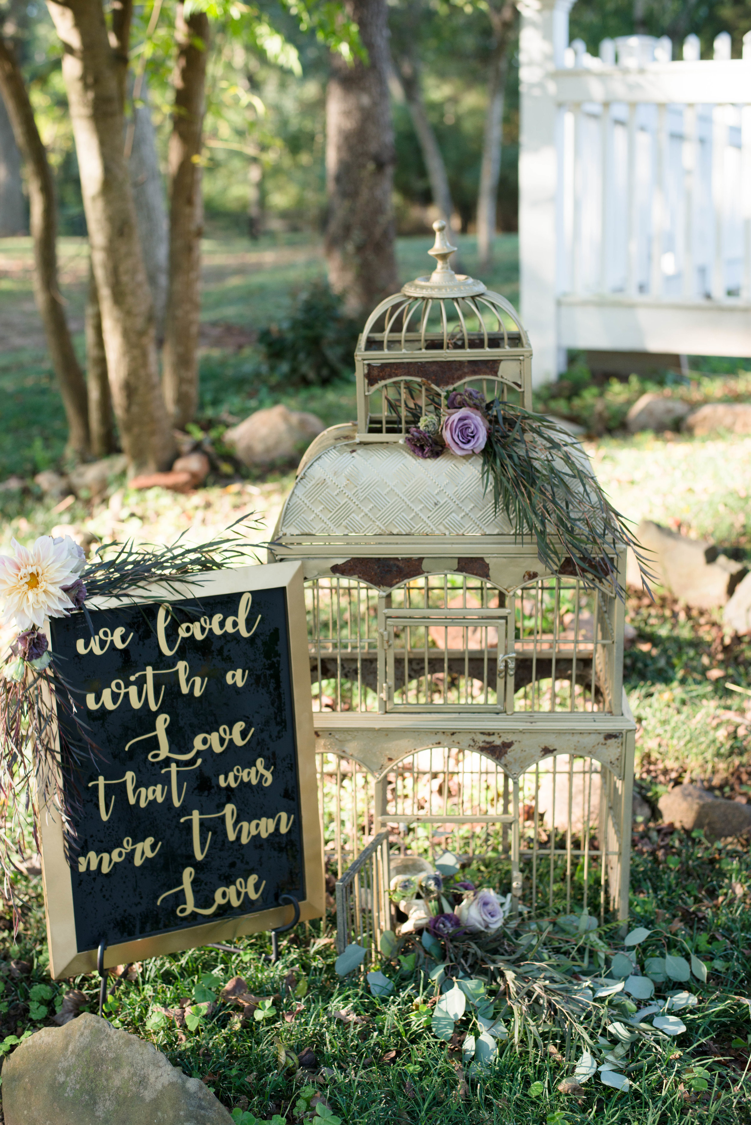 Custom Lettering and Bird Cage for wedding