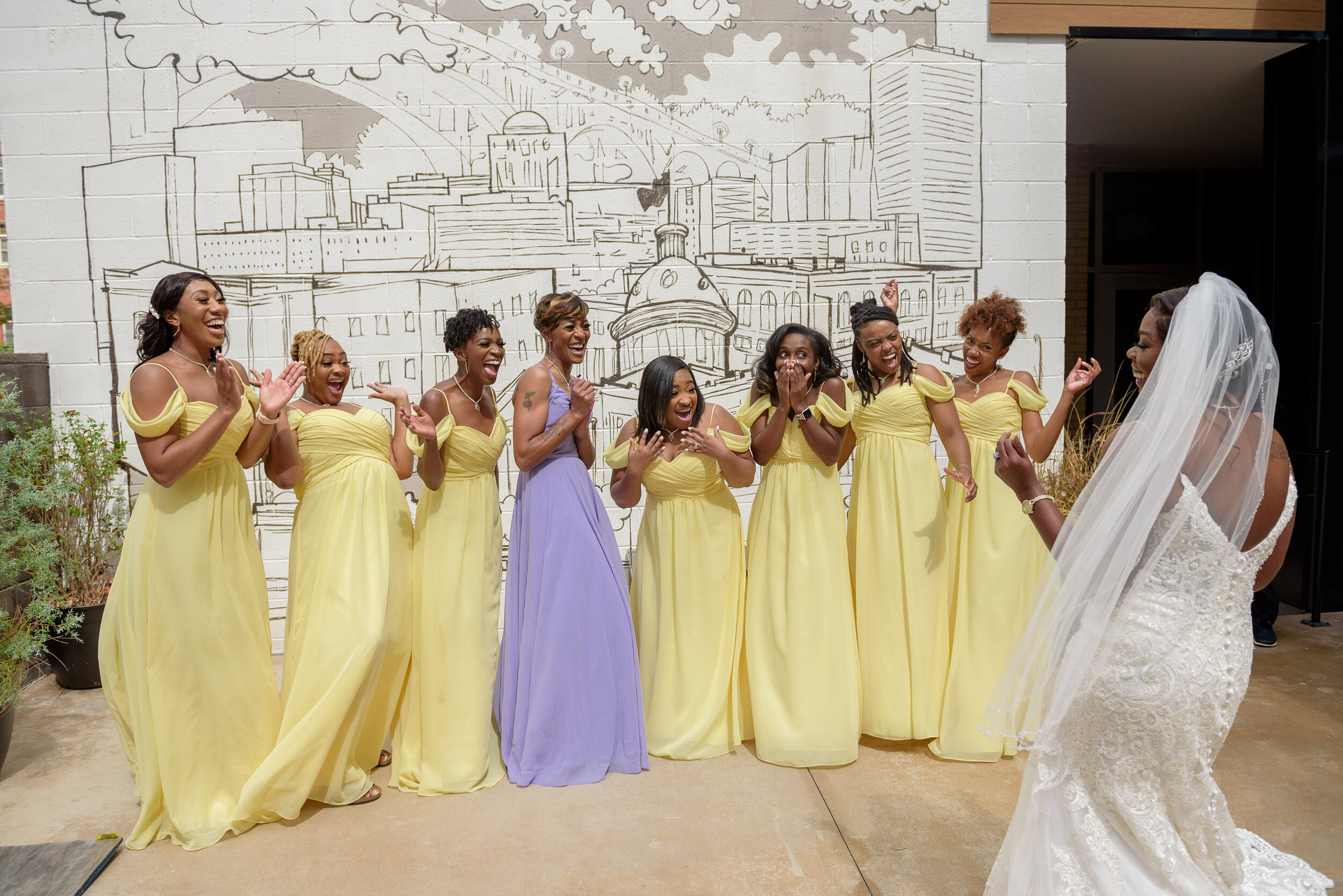 The First Look with the Bride and Bridesmaids