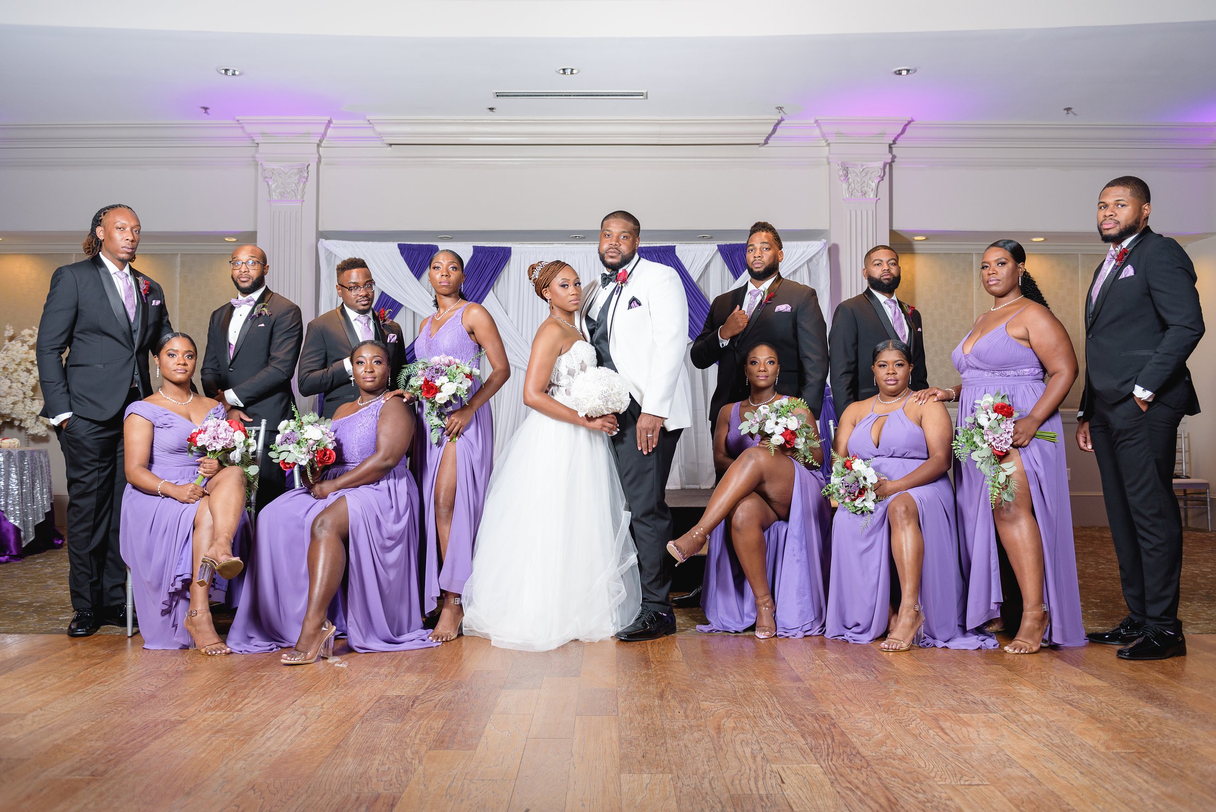 Bridal Party Portrait in Gowns and Tuxedos