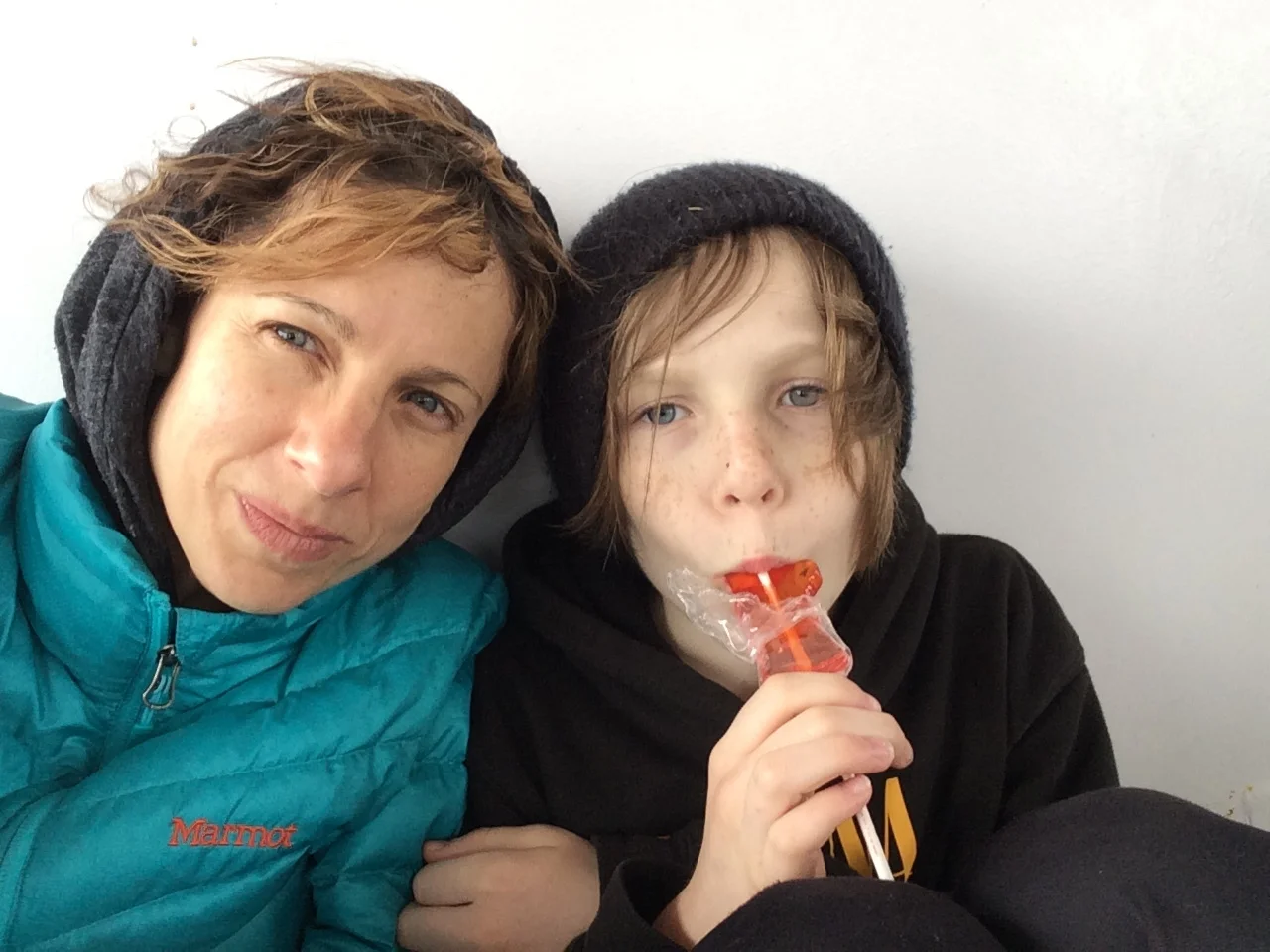 me and mason on the ferry to Ellis Island, 2015