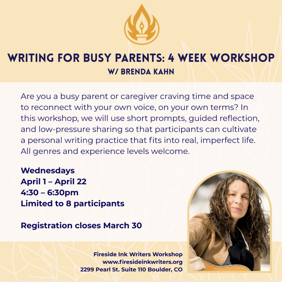 Writing for Busy Parents with Brenda Kahn April 1, 2026 5PM, Four weeks