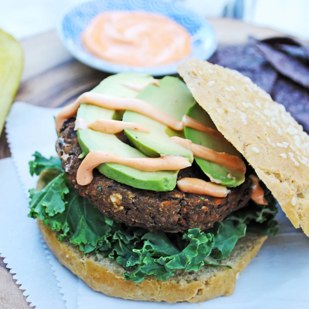 Black Bean & Sweet Potato Veggie Burger (Gluten-Free)