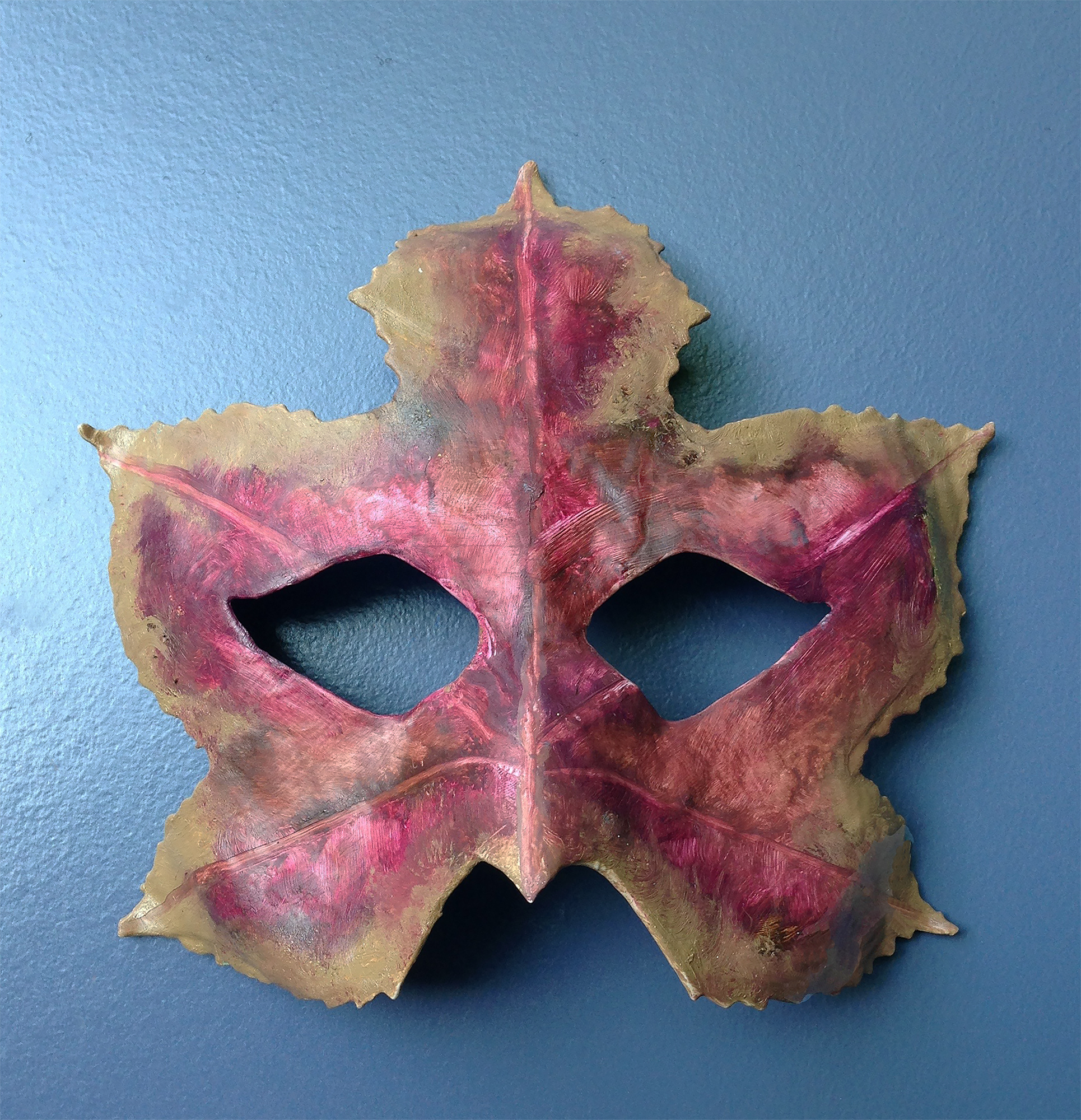    Maple Leaf Mask II   ,  2016. Oil on paper mache. 