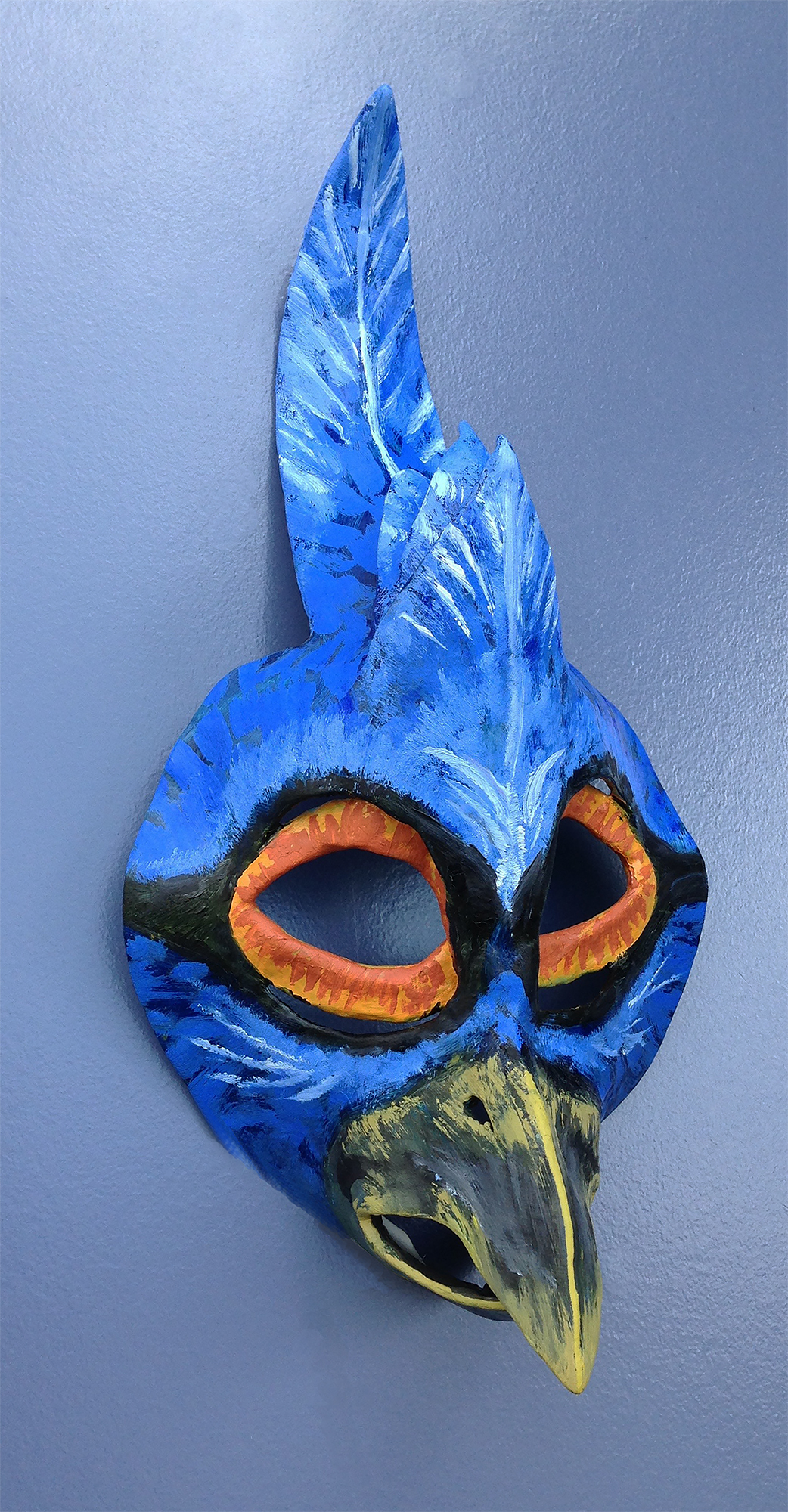    Crested Bird Mask    (View two) , 2016. Oil over paper mache and plaster gauze. 