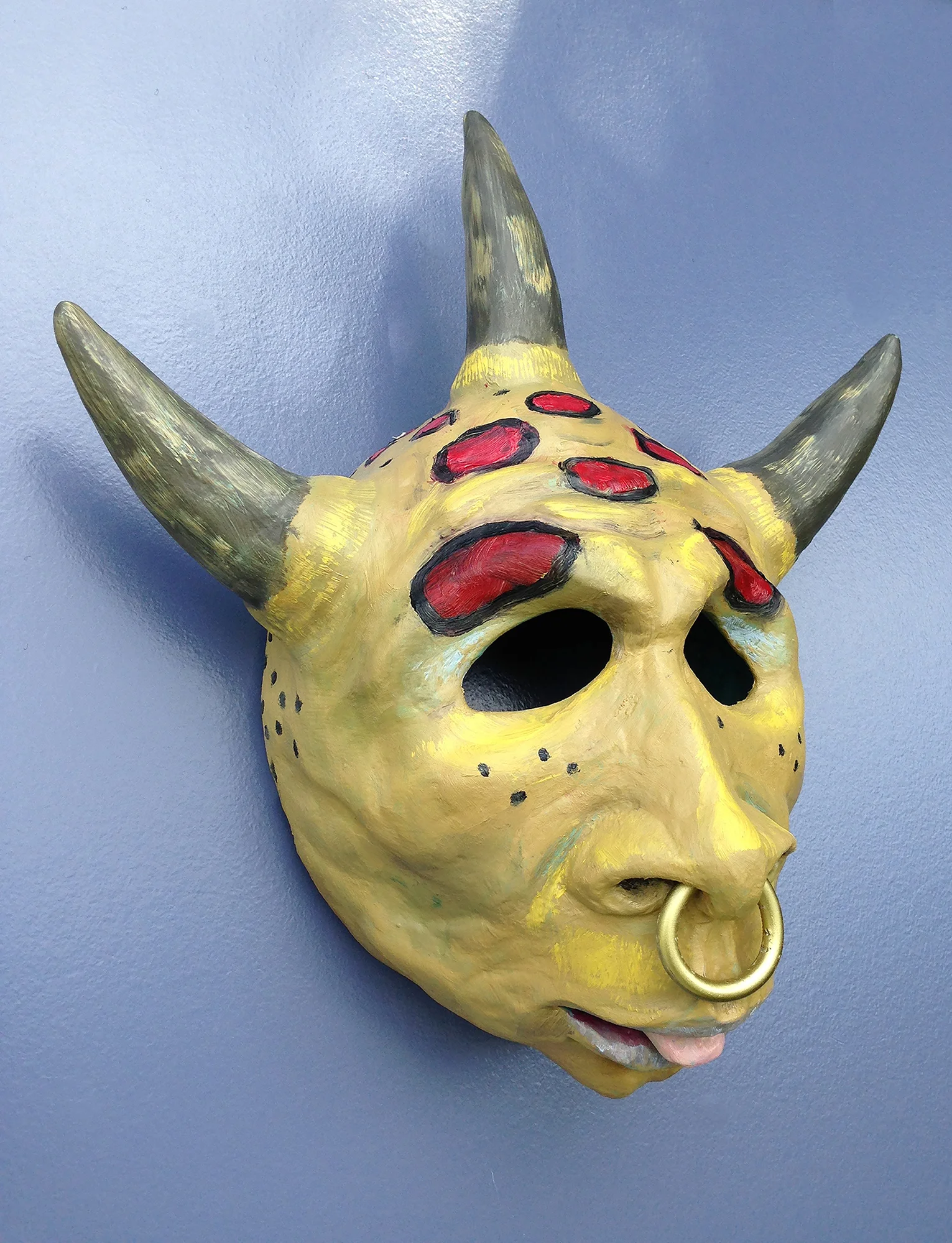 Three Horn Mask (View two) , 2016. Oil/mixed media.