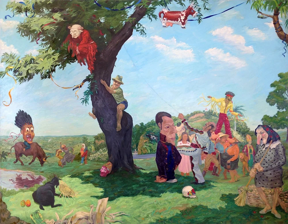 El carnaval del Santo Cerro (The Santo Cerro Carnival,) 1981. Oil on canvas. 84" X 108". Collection of the Smithsonian Museum of American Art.