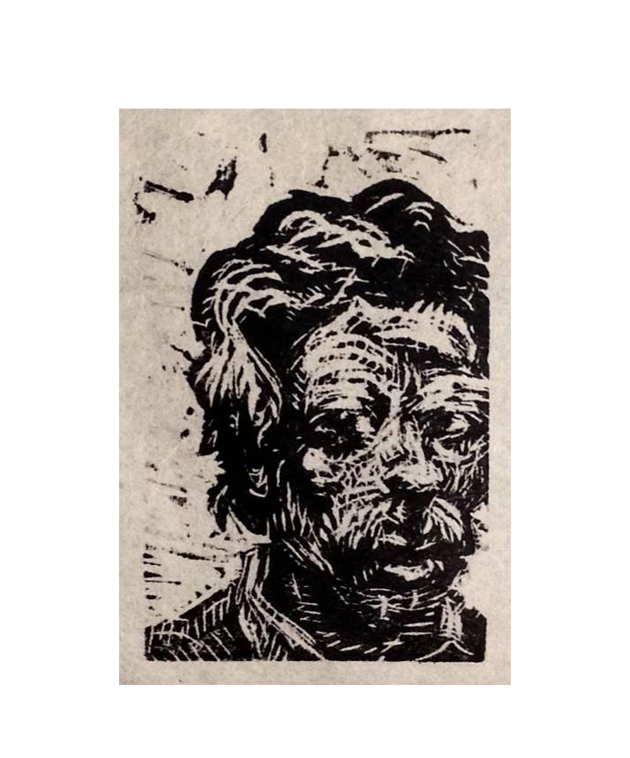    An Unidentified Man  , 2014 Wood cut. 3" X 2". 