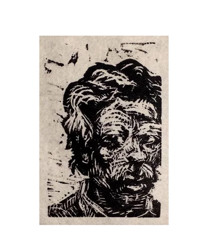 An Unidentified Man , 2014 Wood cut. 3" X 2".