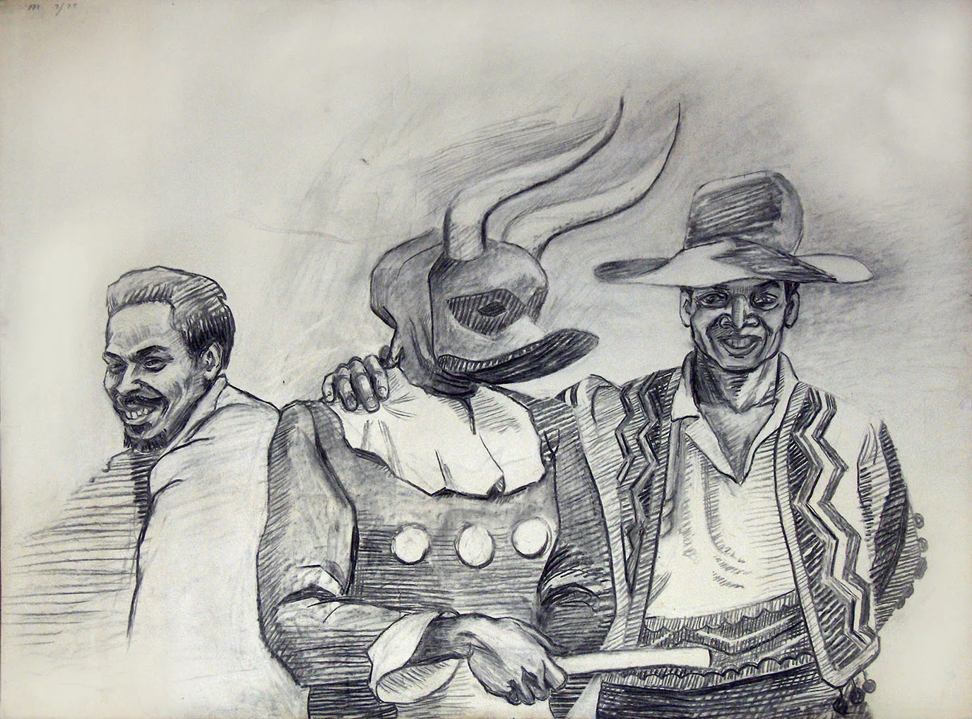 Carnival Study I, 1977. Charcoal.