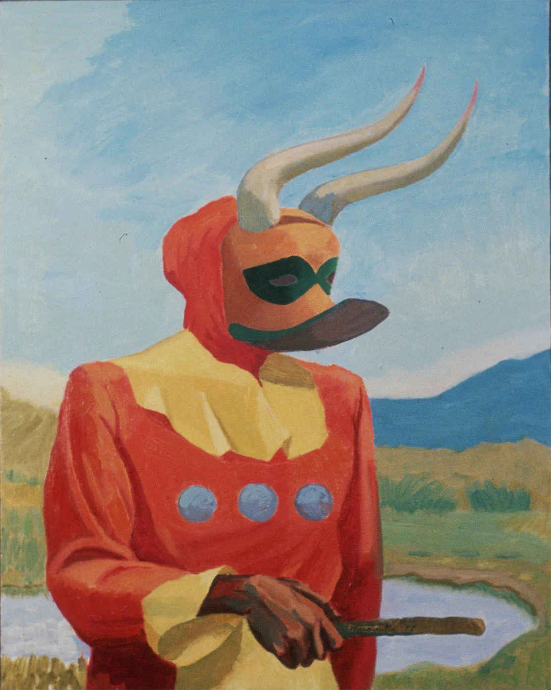 Masked Figudre Study, 1977. Oil on canvas. 30" X 24".