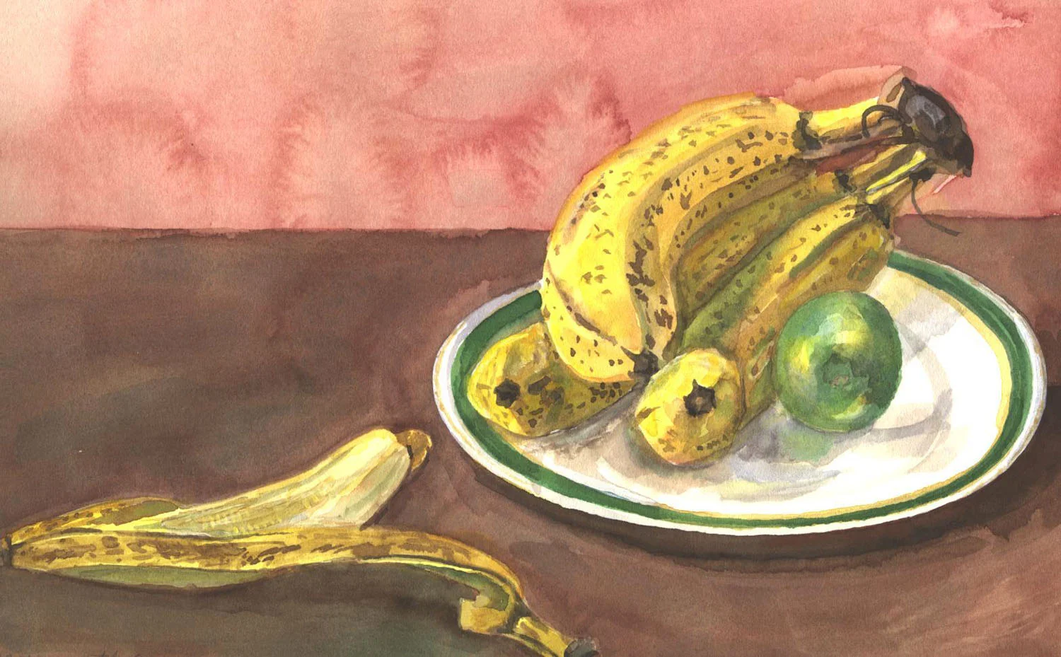 Still Life with Bananas and Lime, 1996 Water color