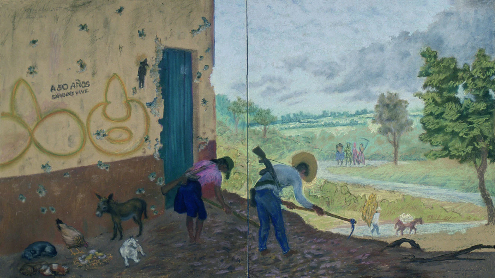 They Shall Not Pass, Study, 1988 Pastel, 20" X 40" Private collection.