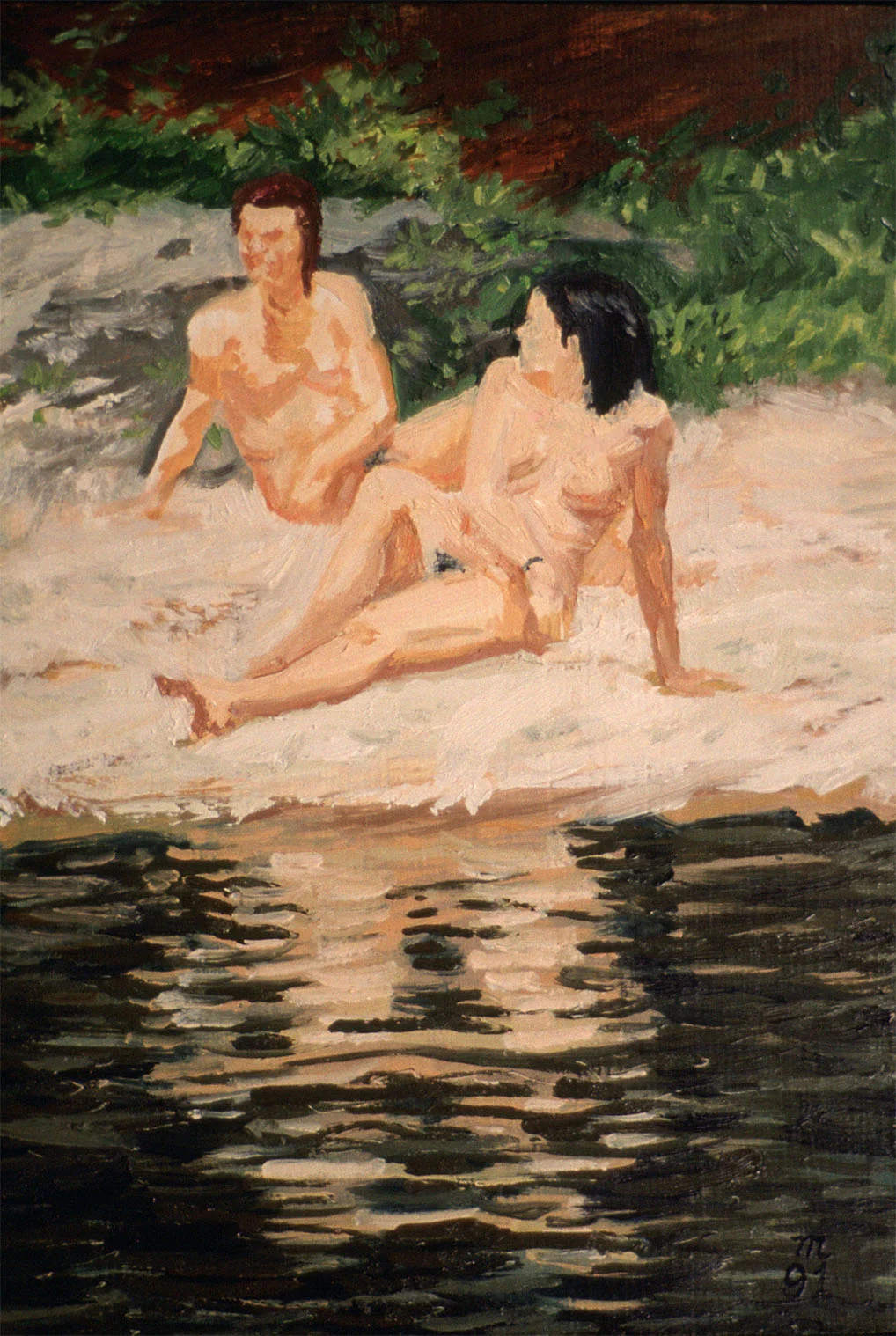 On the Riverbank, 1991 Oil on masonite. 12" X 9".