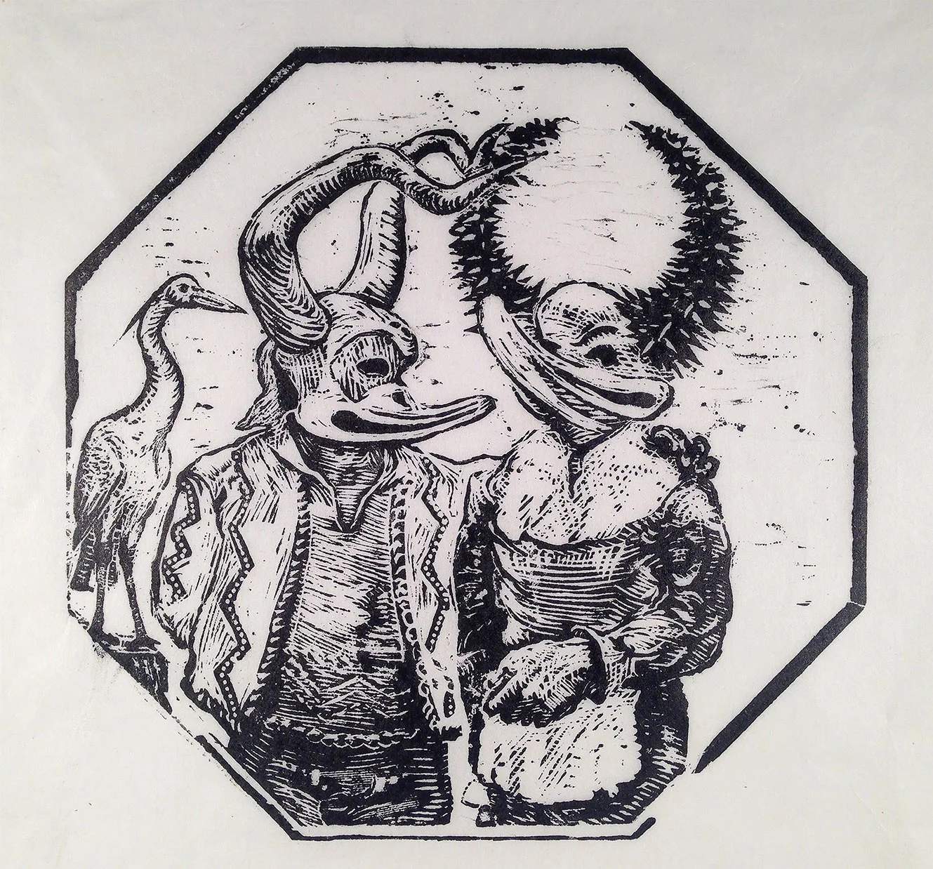 Hermanos (Brothers), 2017 Wood cut. 14 1/4" across.