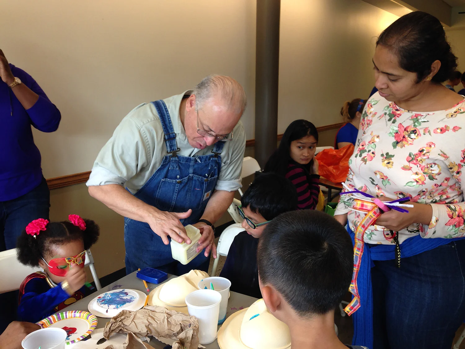 Manuel Macarrulla Conducting a Mask Making Workshop In Connection with his Solo Show ‘Fantasies and Carnivals’ at Queens Botanical Garden, October, 2016.