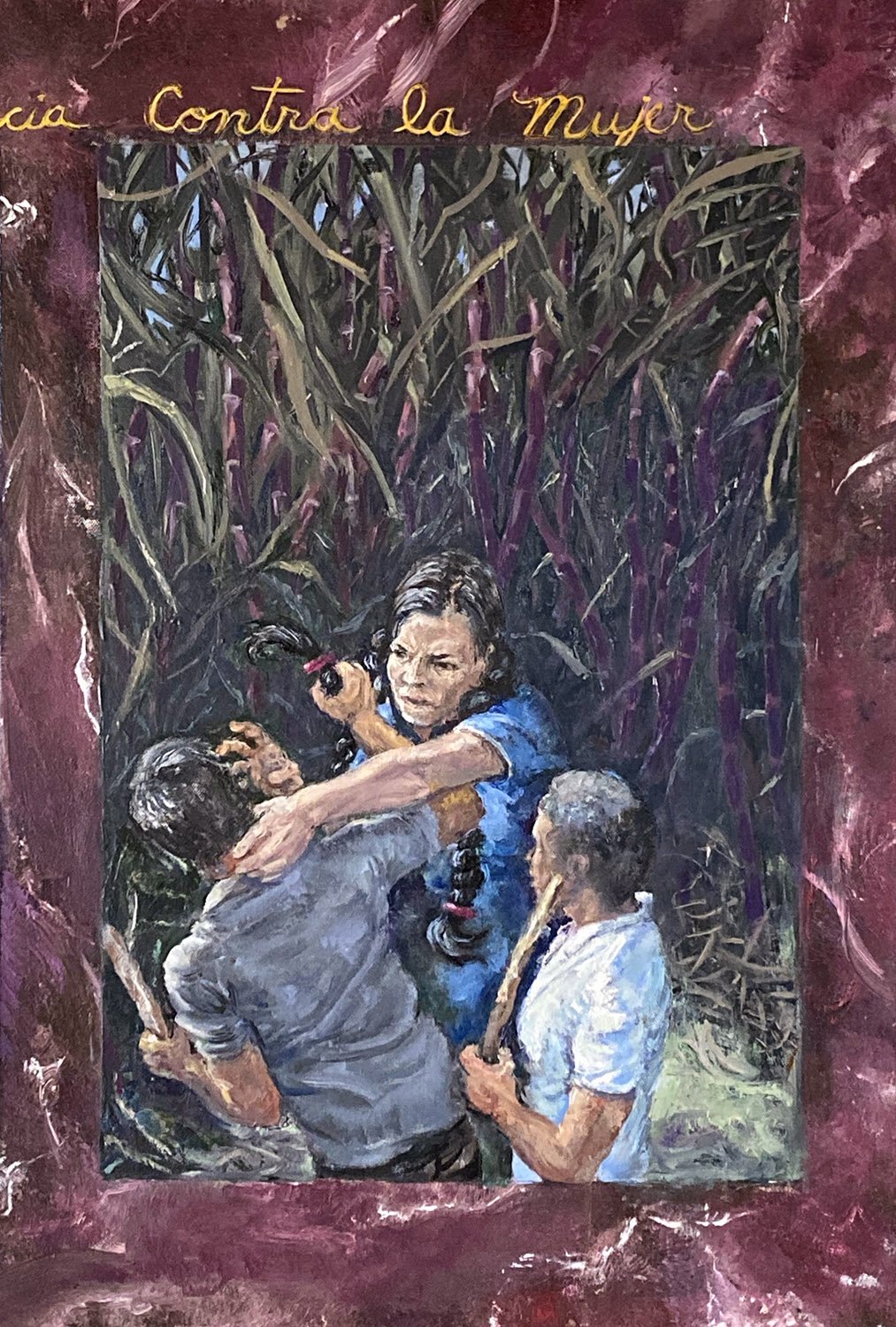    Goat Song (Canto de chivo) #7: November 25th: International Day to End Violence Against Women   (right panel), 2021. Oil on Canvas.   This triptych tells the story of the assassination of the three Mirabal sisters, Patria, Minerva, and María Teres