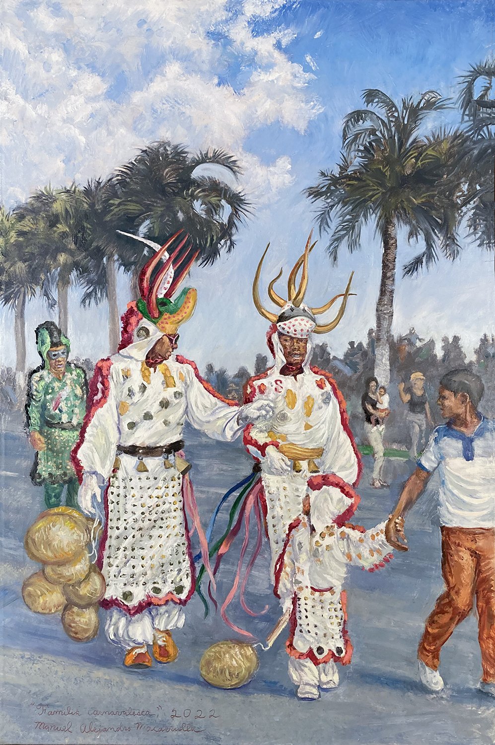    Familia carnavalesca (Carnival Family),     2022. Oil on canvas. 30” X 20”. 