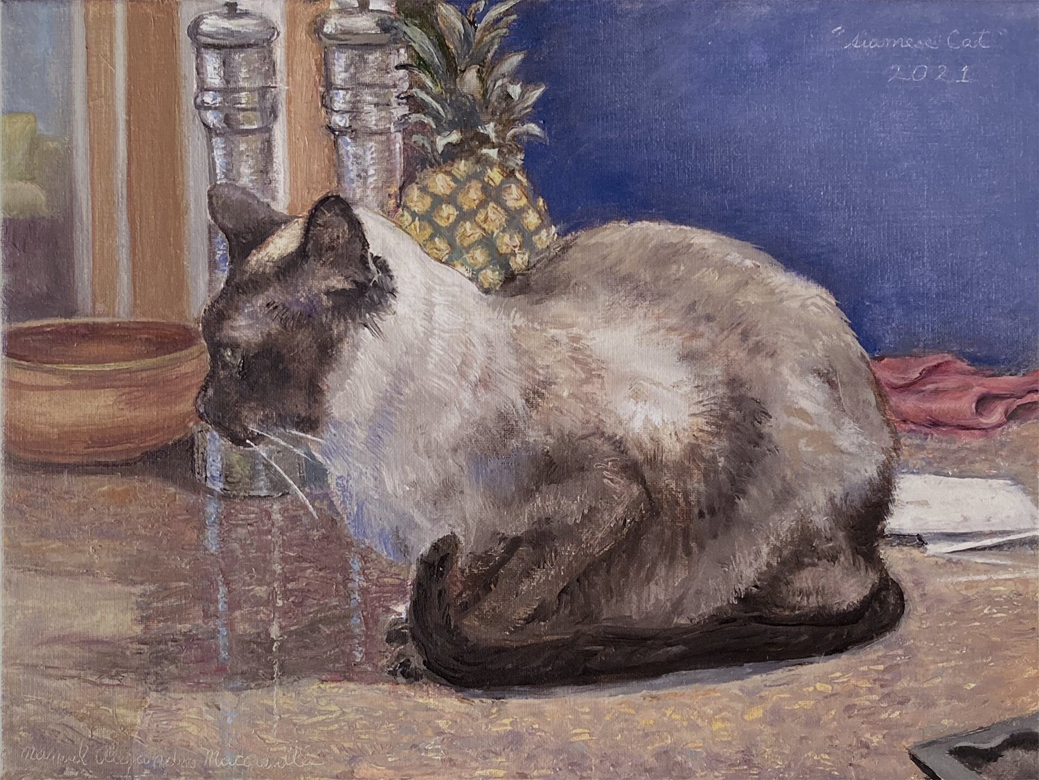    Siamese cat,   2021. Oil on canvas. 12” X 16”. 