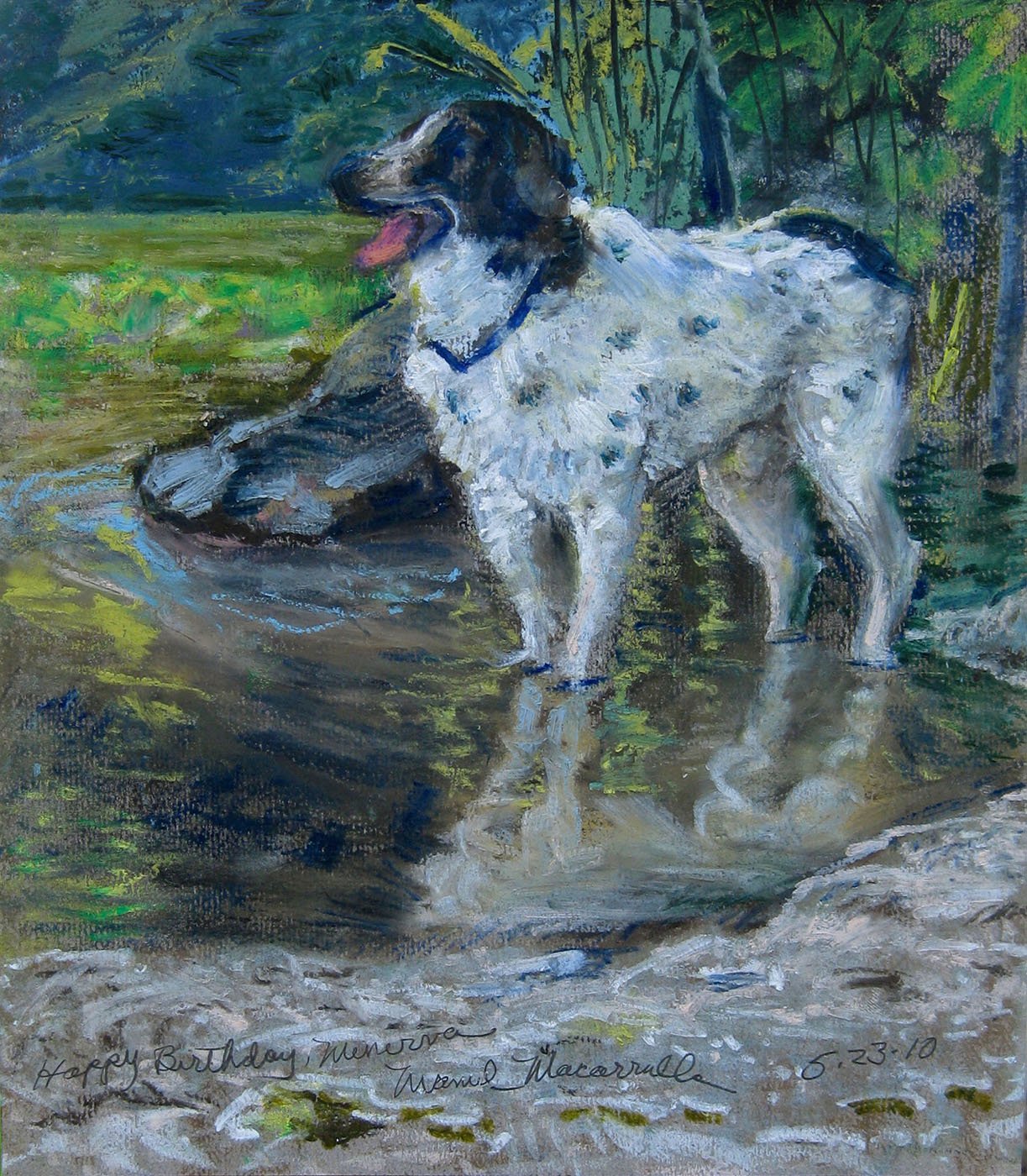    Dog In the Water,  2010. Oil pastel. 12” X 9”. (Private collection.)  