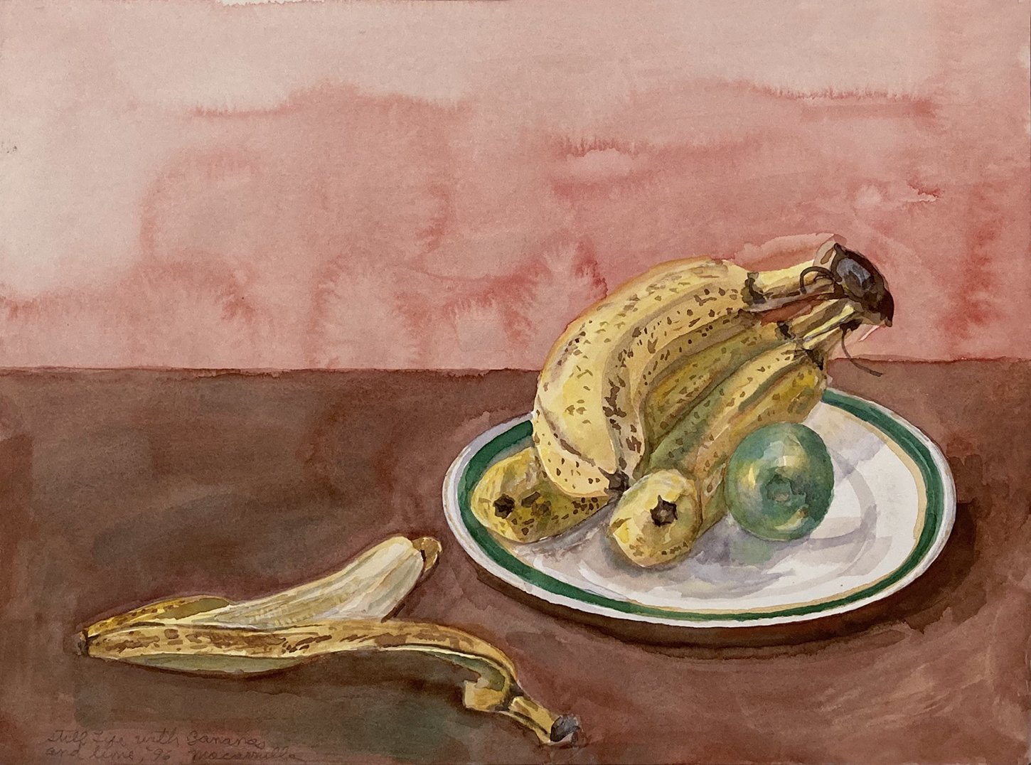  Still life with banana peel, 1996. Watercolor. 9” X 12”. 