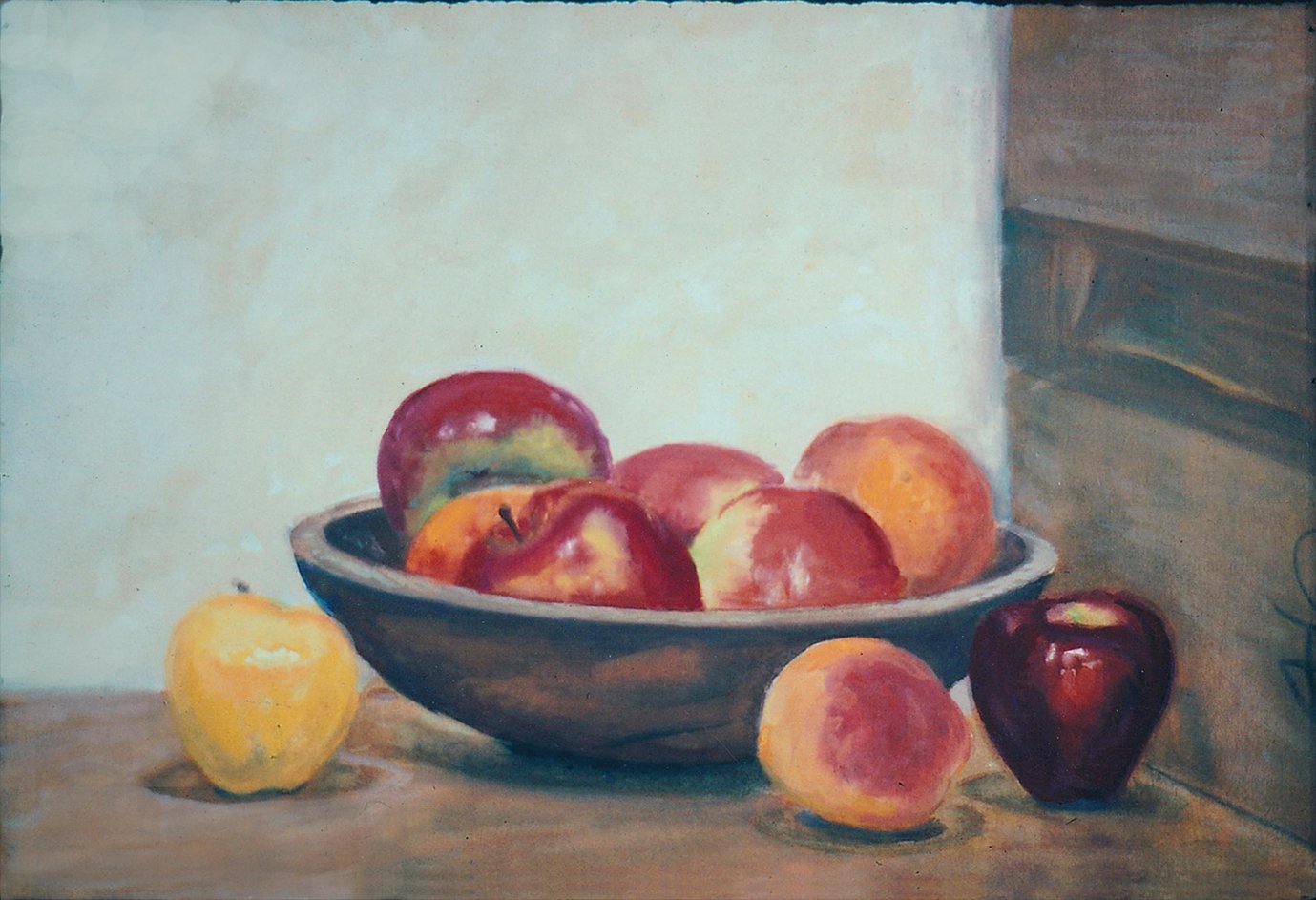    Still life with apples,   1996. Gouache. 26” X 30.” (Private collection.) 