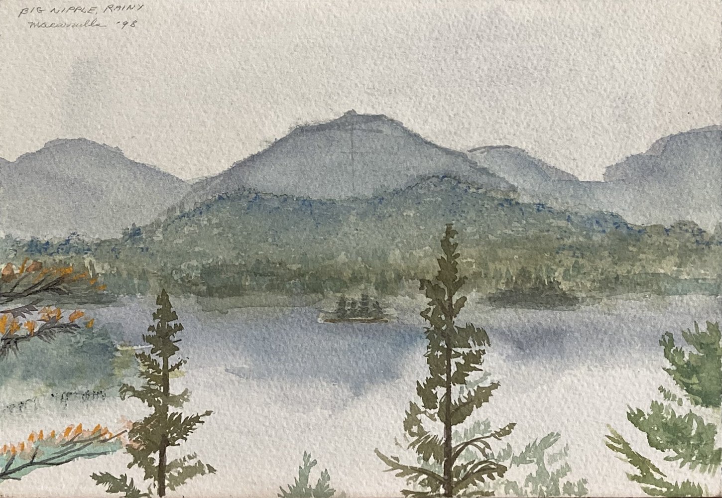    Big Nipple, Rainy (Elk Lake),   1998. Watercolor. 8” X 10”. 