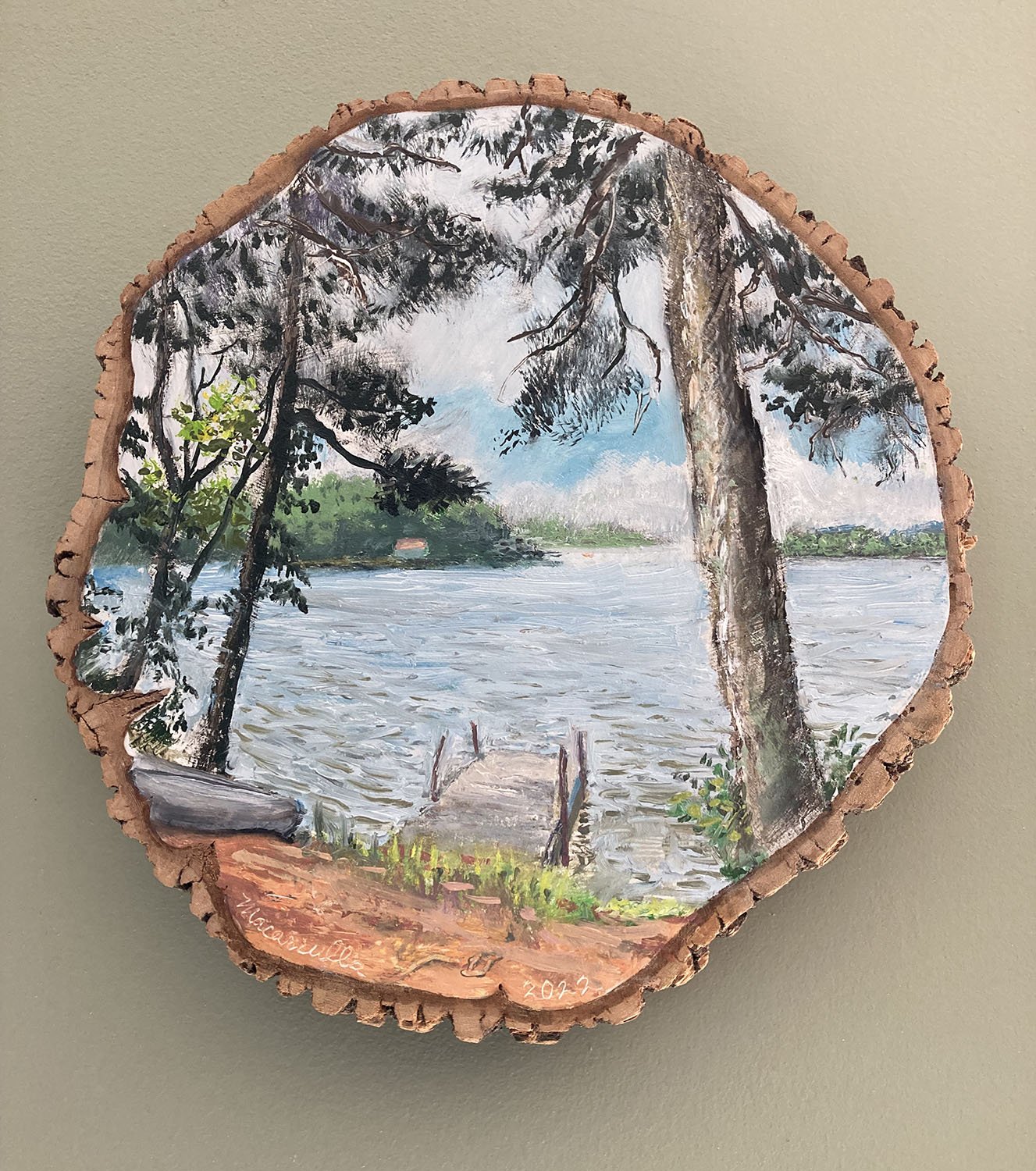    View of Third Lake, The Adirondacks,   2022 Oil on wood. 10” X 9 3/4”.  (Private collection.) 