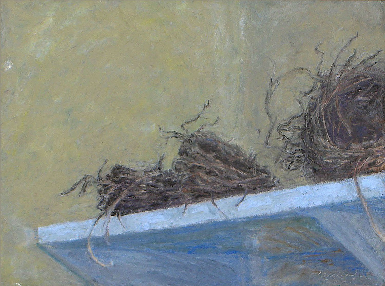    Three Nests,   2006. Oil pastels. 9” X 12”. (Private collection.) 