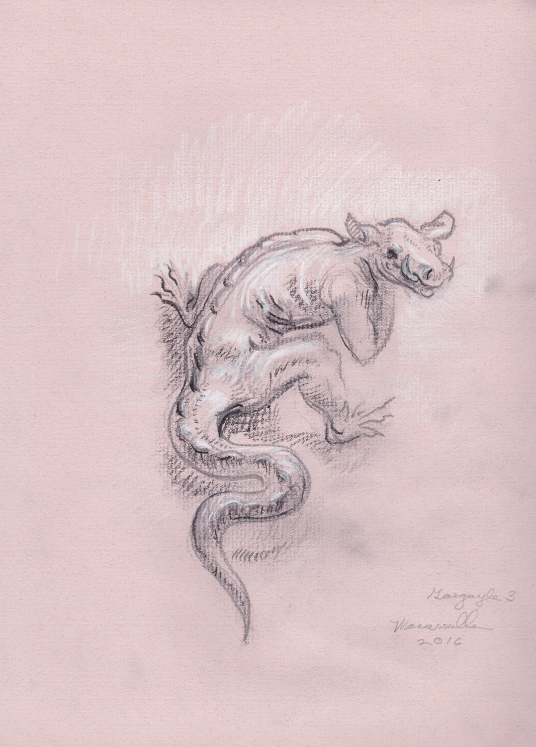  Gargoyle study III, 2016. Pencil. 12” X 9”. 