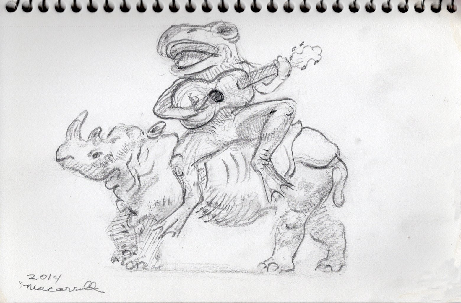    Singing     Frog,   2014. Pencil. 8” X 10”. 