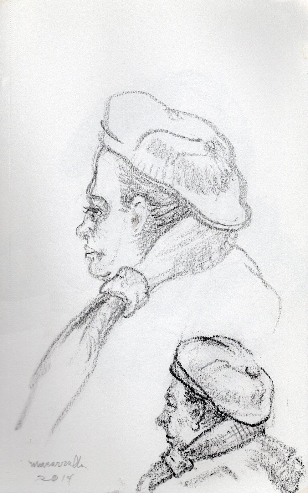  Figure sketch, 2014. Pencil. 8” X 5”. 
