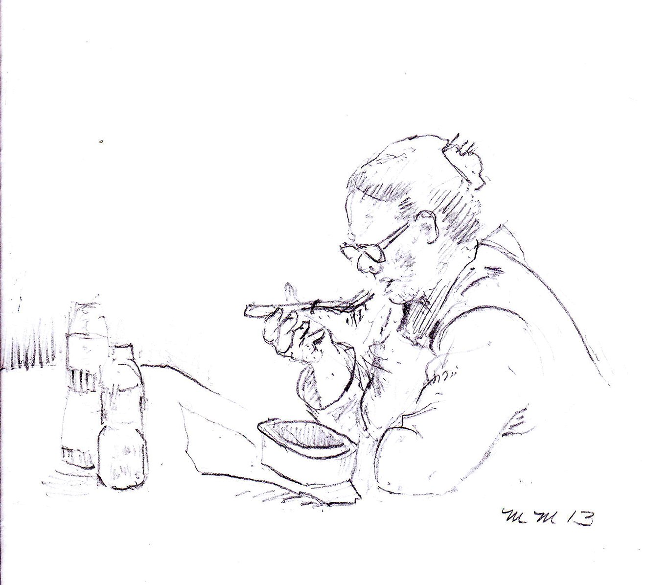  Woman eating, 2012. Pencil. 5” X 8”. 