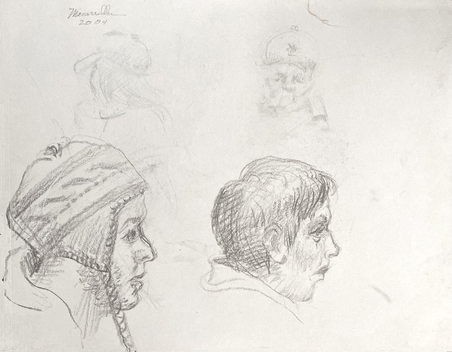  Head studies, 2004. Pencil. 9” X 12”. 