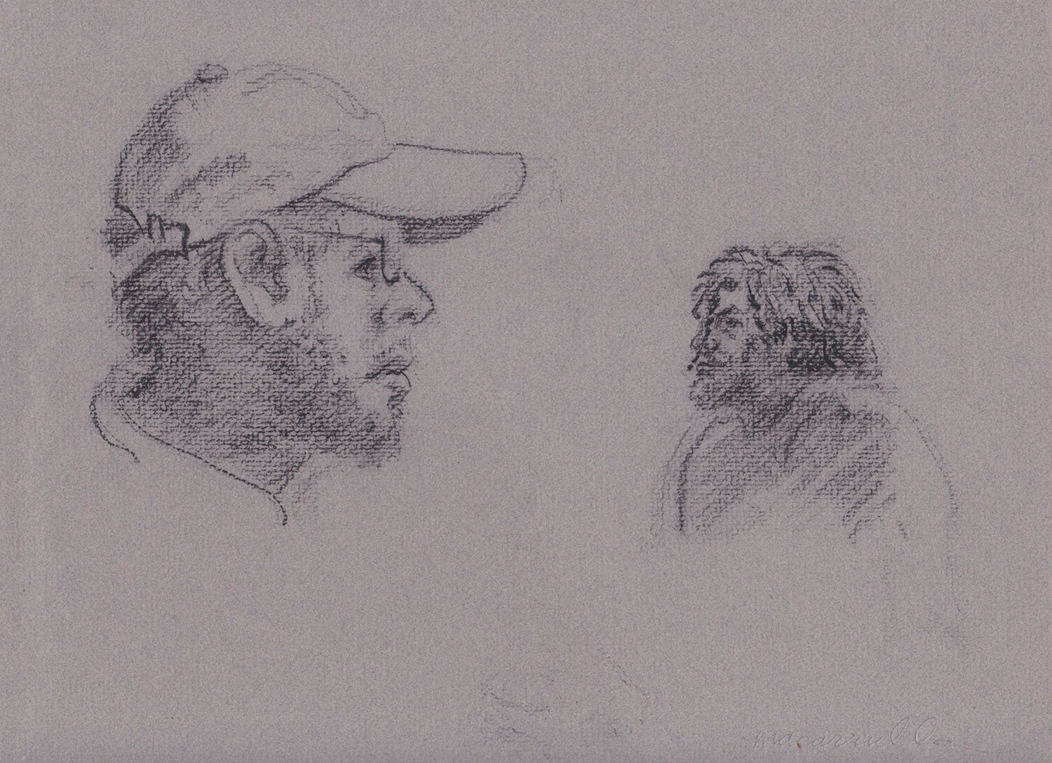  Two men, C. 2004. Pencil. 9” X 12”. 