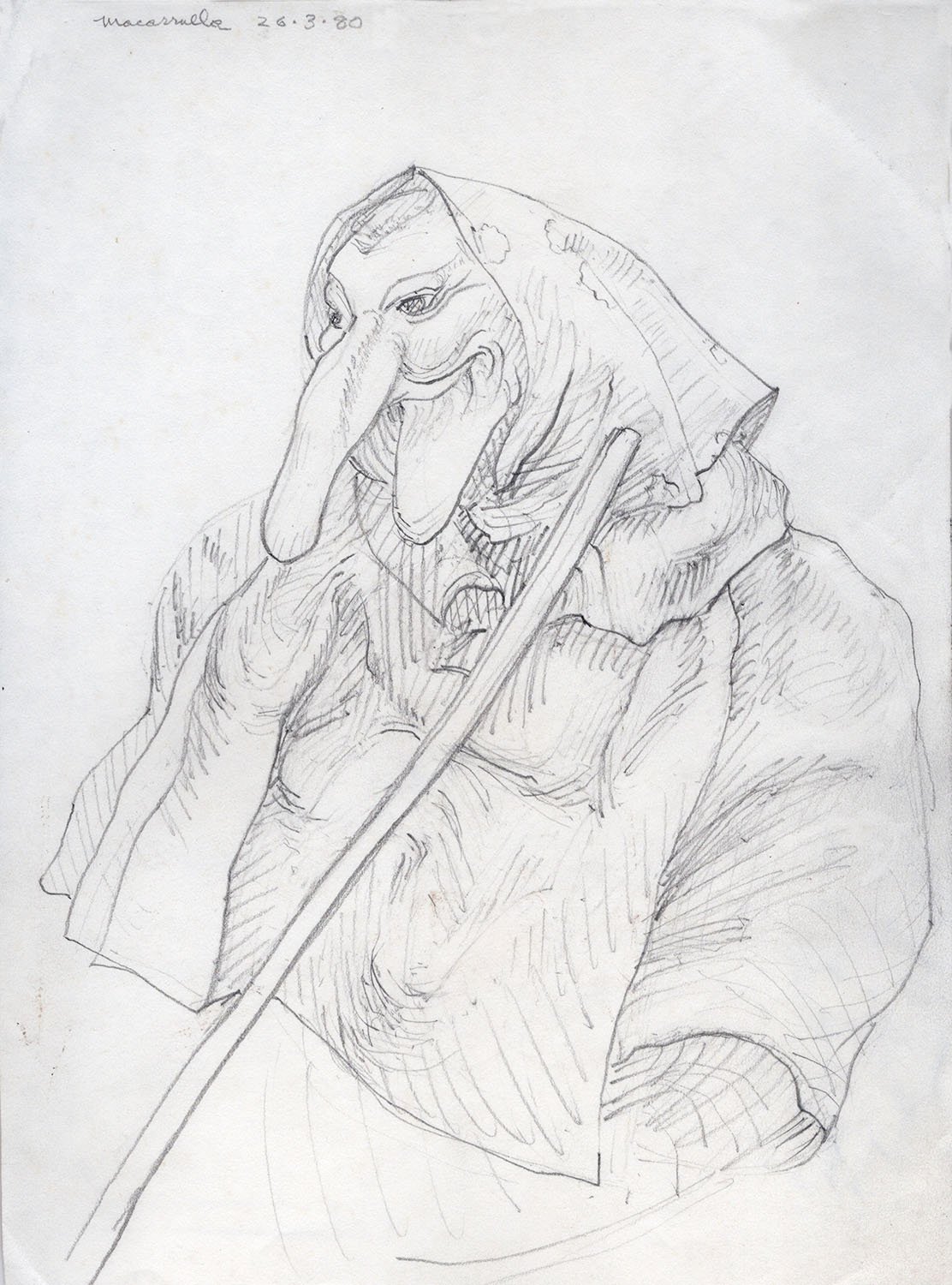  Kitchen witch, 1980. Pencil. 12” X 9”. 