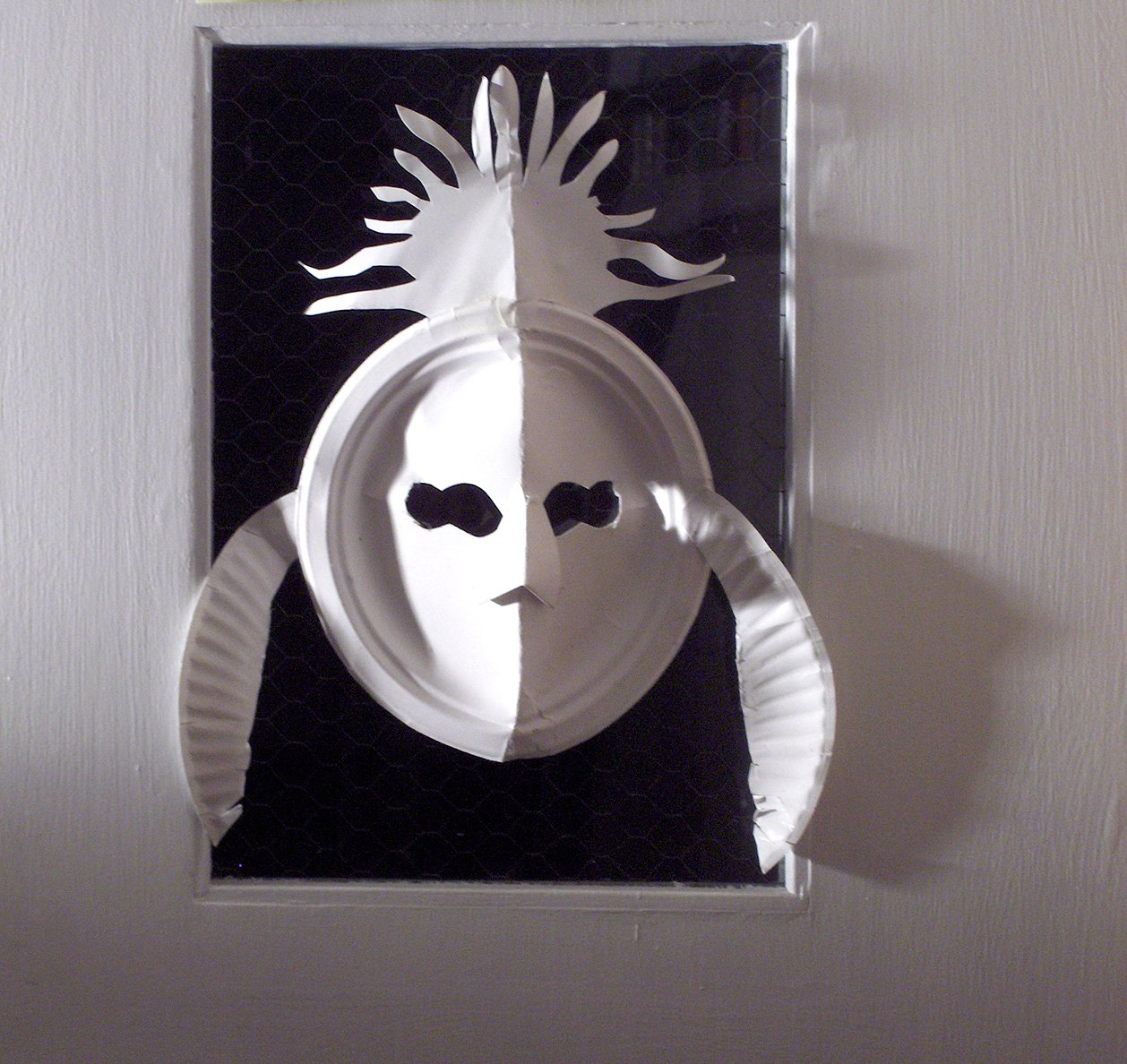  Demonstration mask for workshop, 2008. Paper plate construction. 