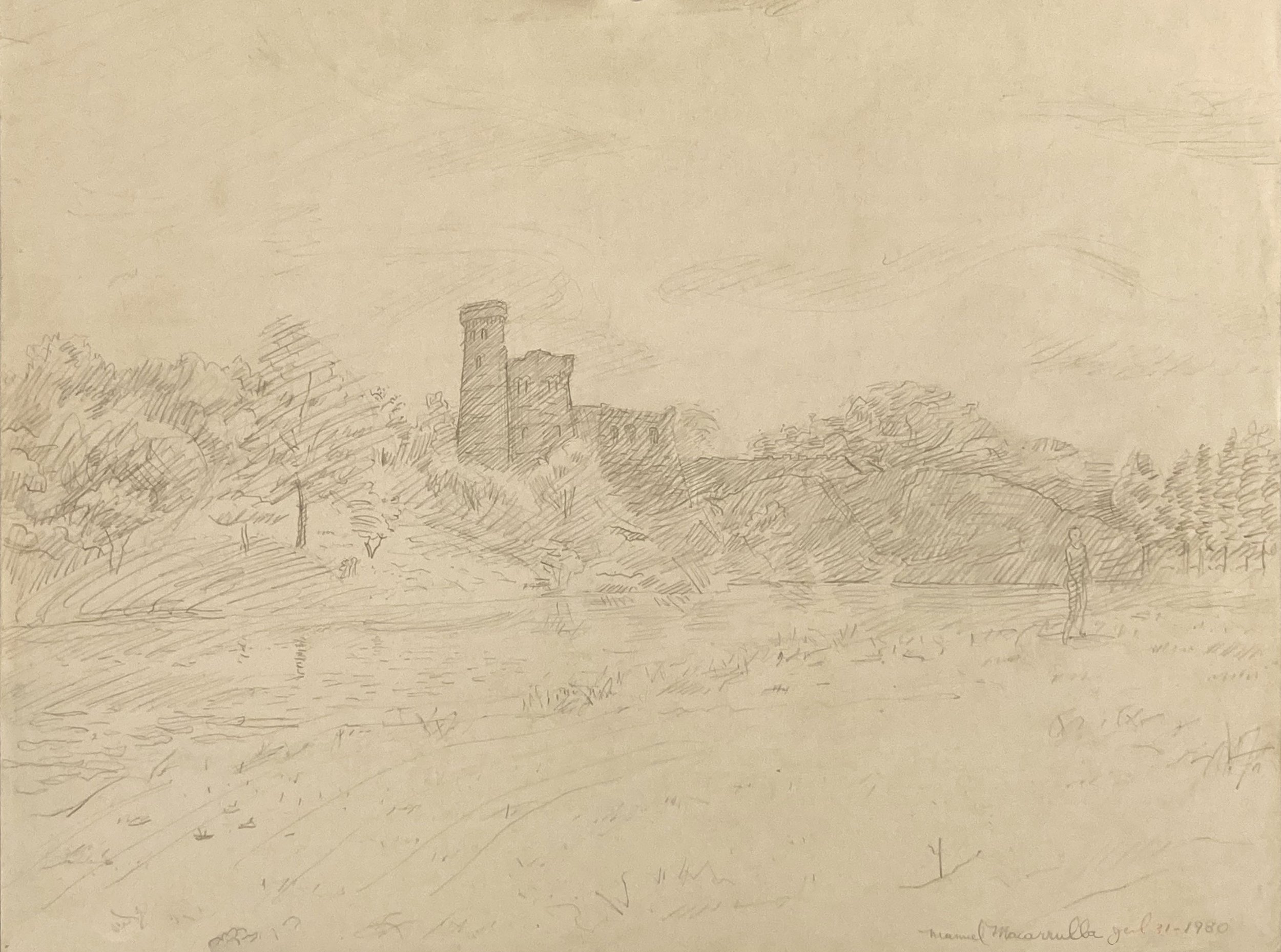   Belvedere Castle, Central Park, NY,   1980. Silverpoint. 11” X 14”. 