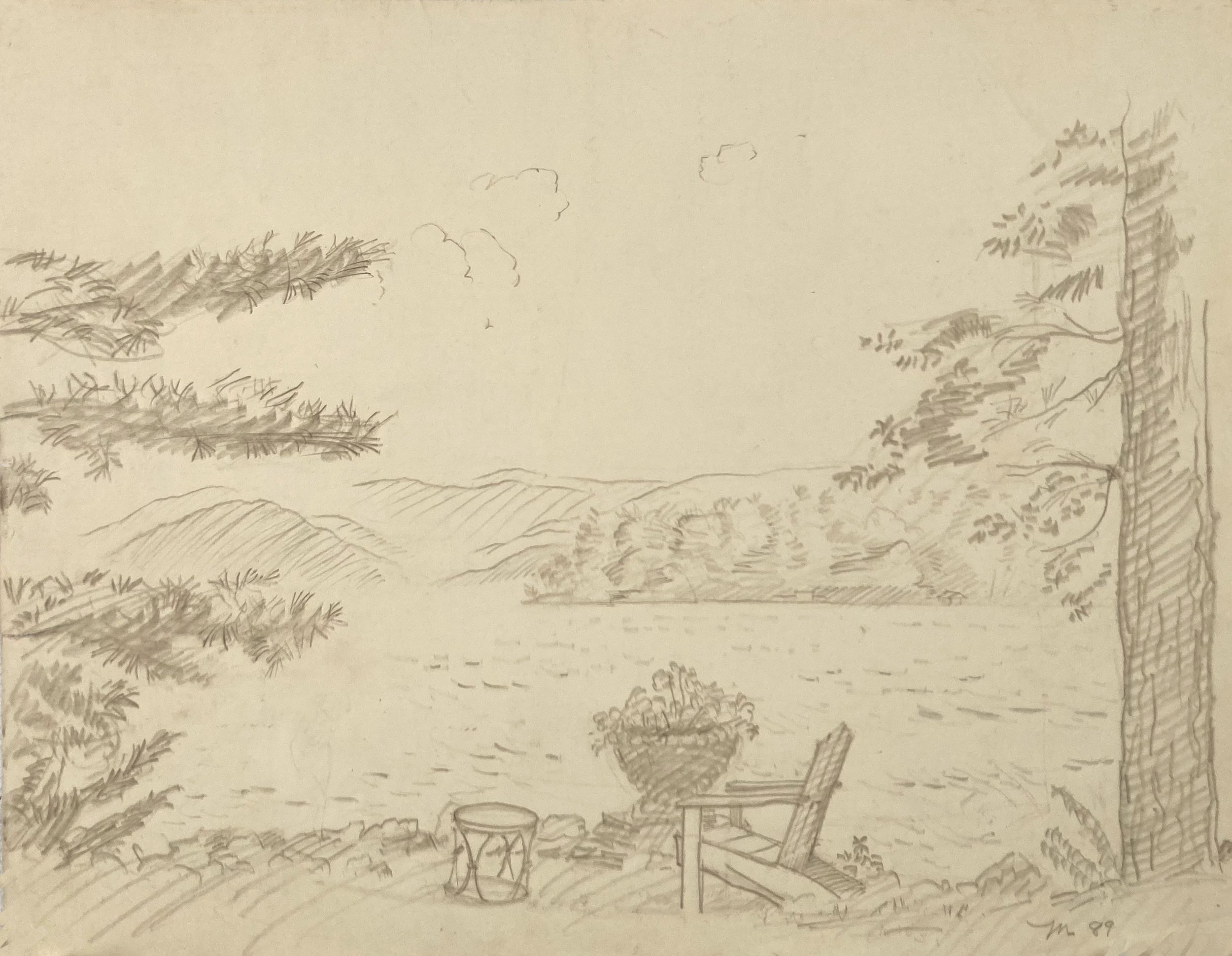    View of Lake George,   1989. Silverpoint. 11” X 14”. 