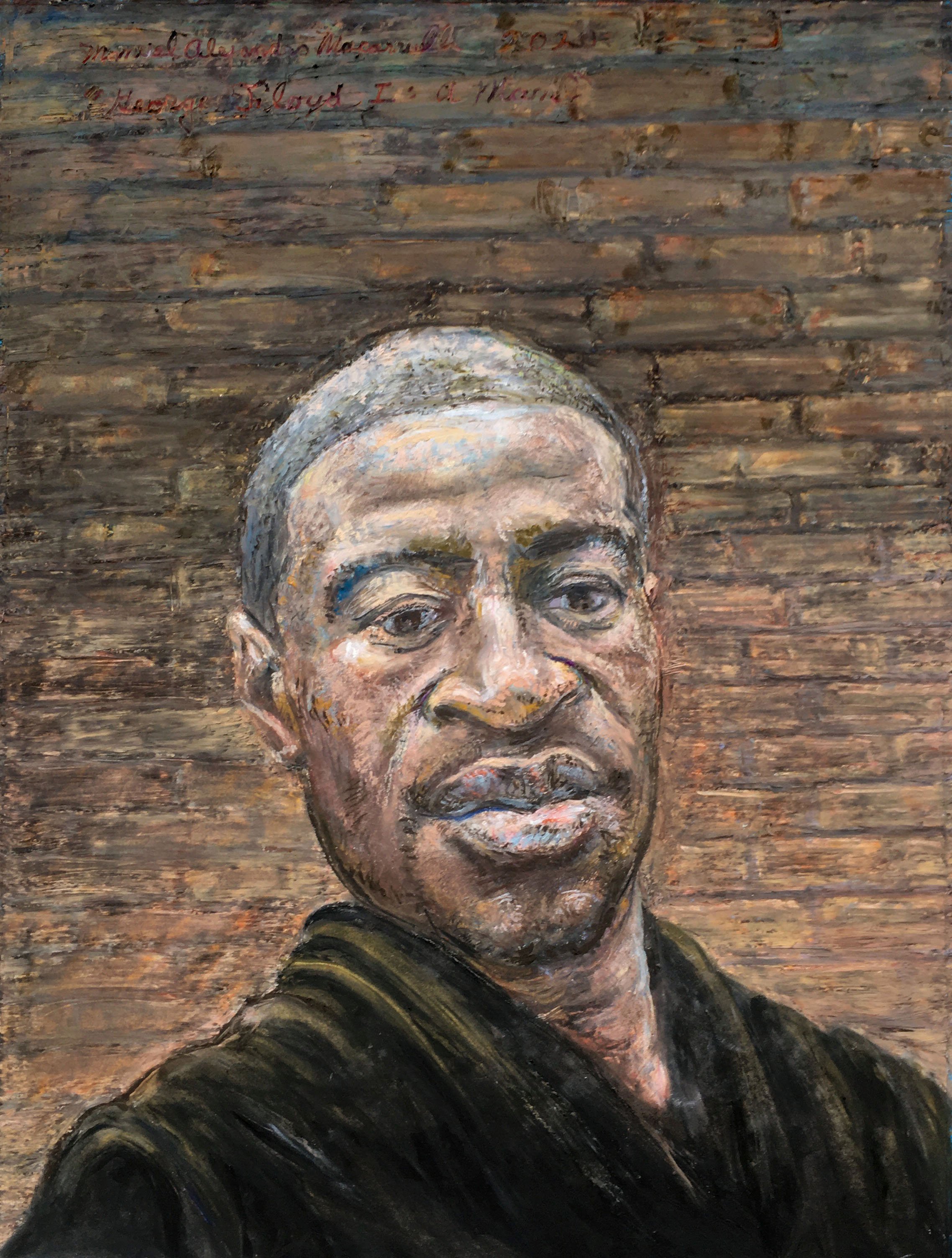 George Floyd, A Man, 2020. Oil pastels and oil bars. 23” X 17”