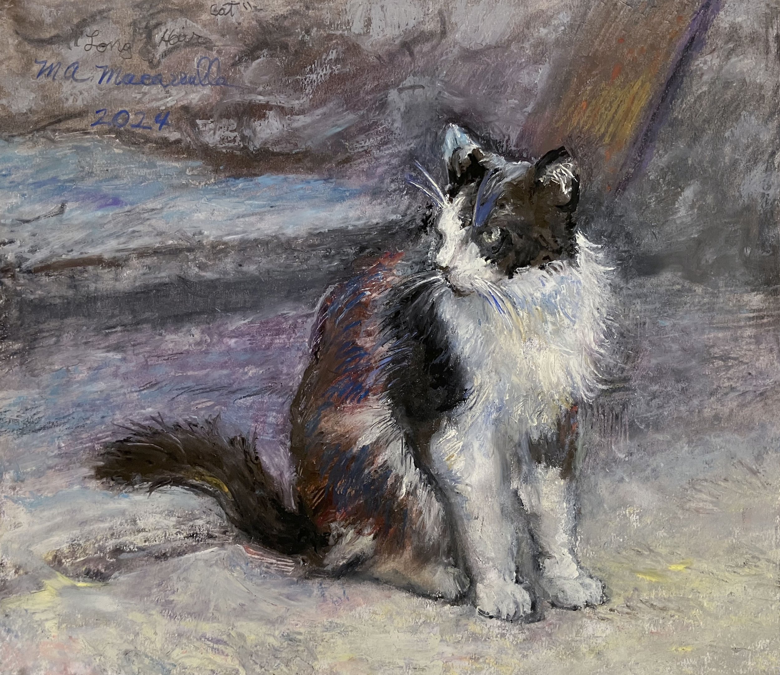 Long Hair Cat_2025_Oil pastel_12X13.75.jpg