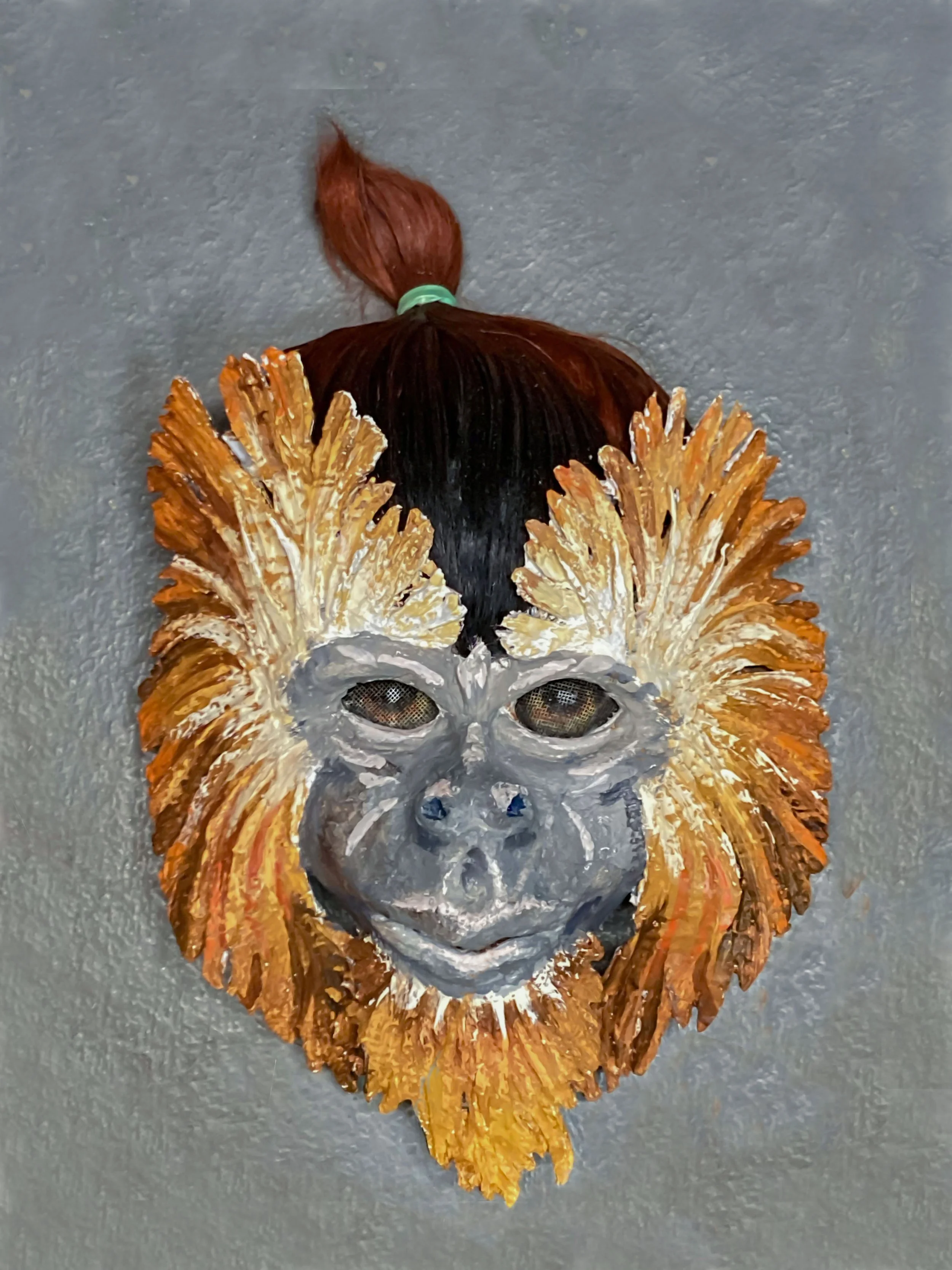    Golden Headed Lion Tamarin Monkey Mask,   2024 Mixed media. 19.5" X 12". 