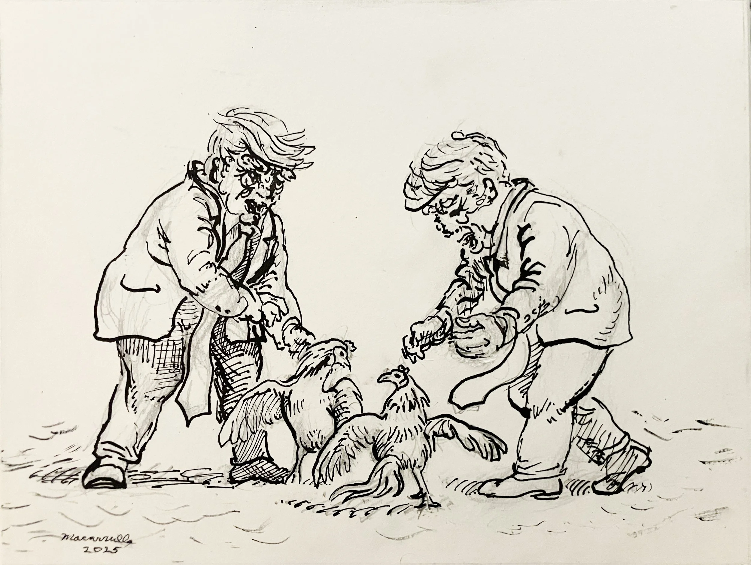 At The Cock Fights_2025_Pen on musum board_xXx.jpg