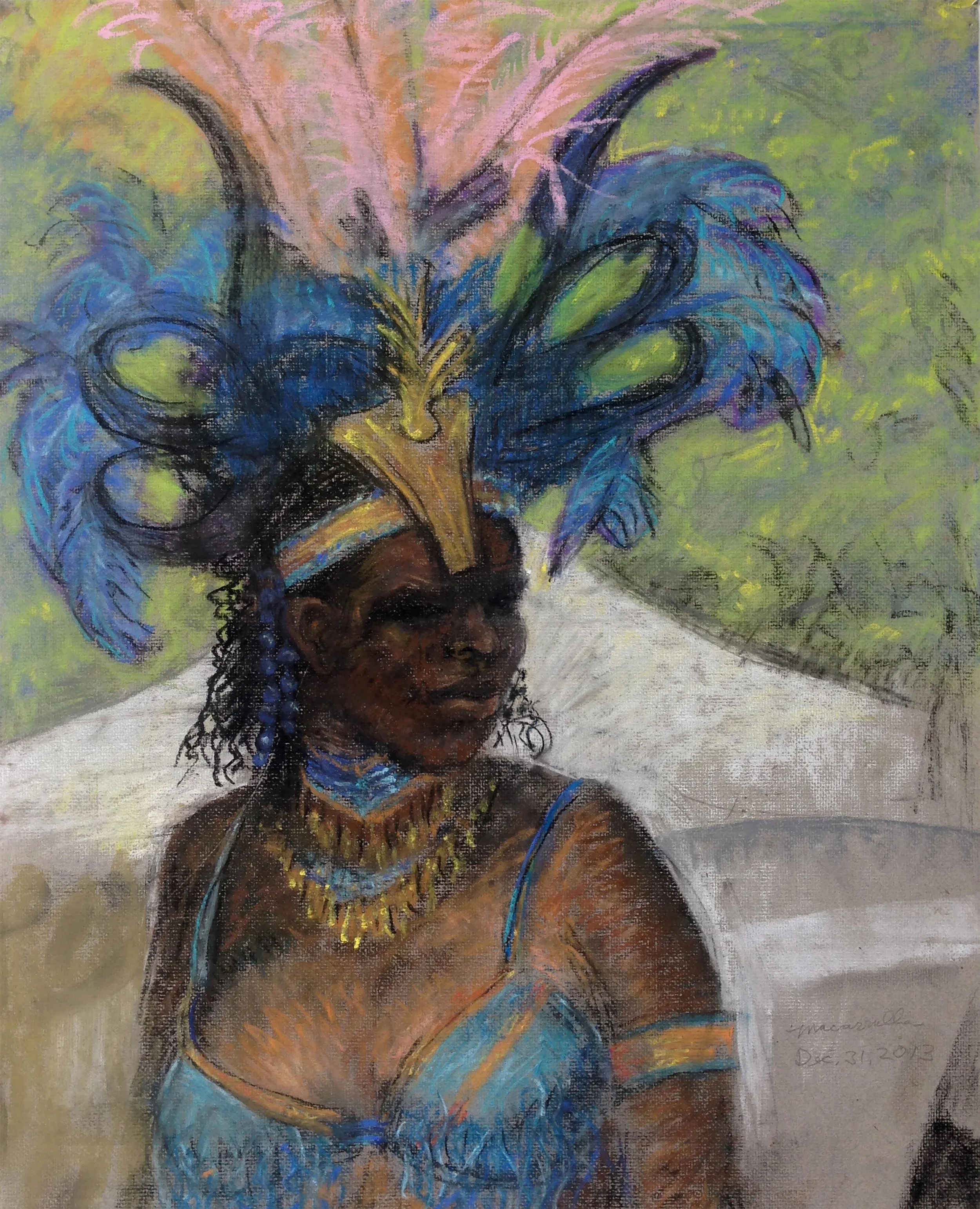    Blue Woman,   2013. Pastels. 24” X 18”. 