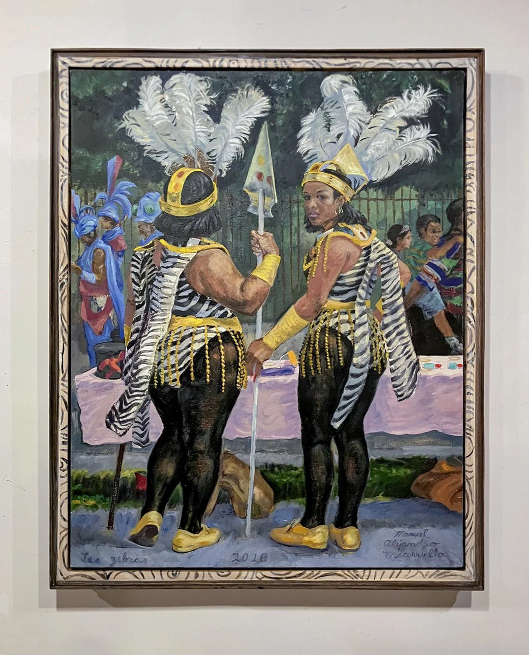    The Zebras,   2016. Oil on linen. 38” X 30”.  This is one of my images depicting figures from Brooklyn's West Indian Carnival. 