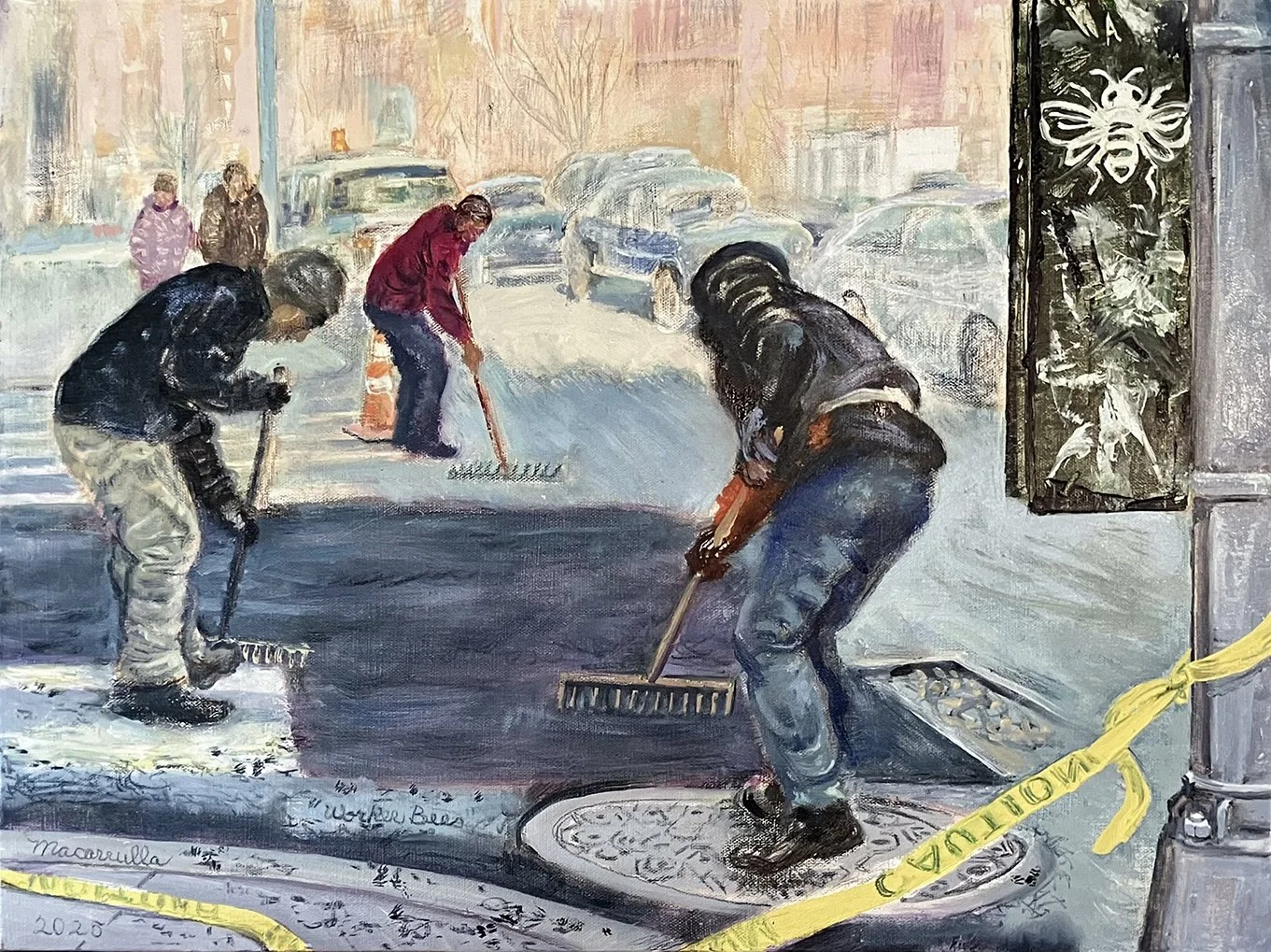    Worker Bees,     2025. Oil on canvas. 18” X 24”.  Again, workers such as these are the backbone of our economy. And, as human beings, they don’t deserve to be rounded up by ICE illegally and cruelly. 