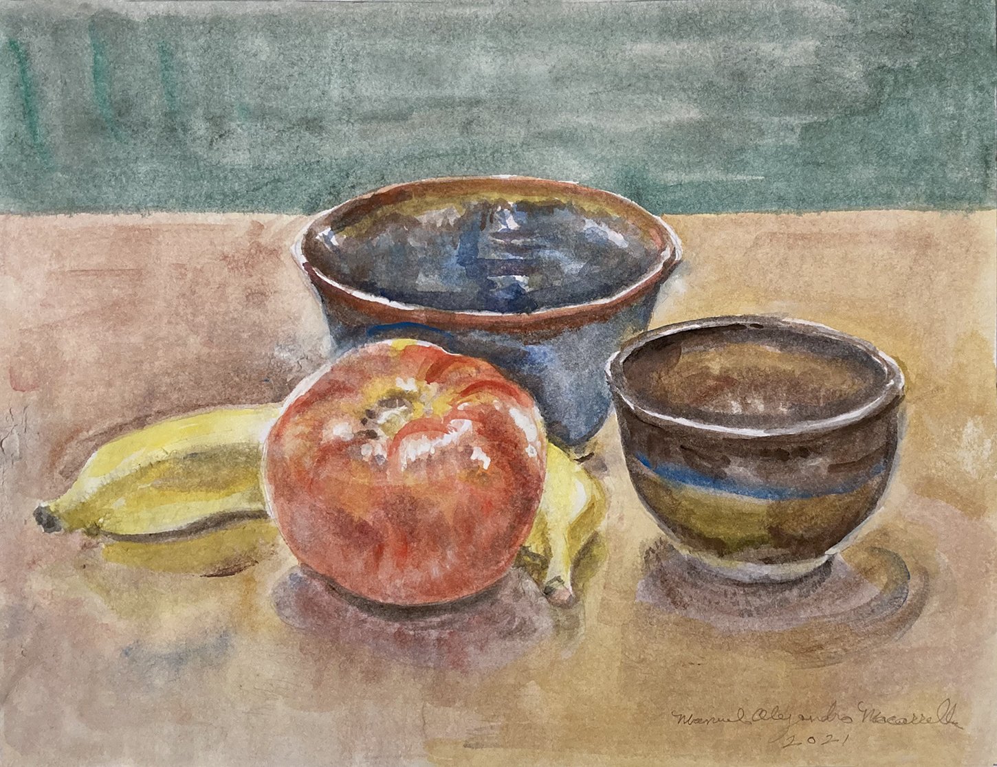   Still Life with Tomato,   2021. Gouache. 12” X 16”. 