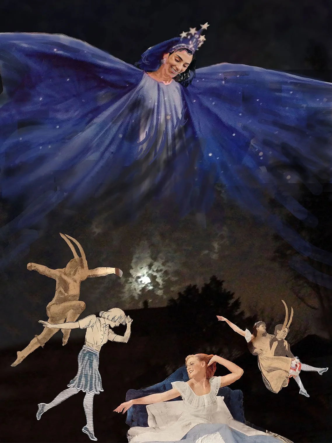    The Night Awaits Me, Dressed in Blue (Me espera la noche, vestida de azul),   2022. Digital (Photoshop). 