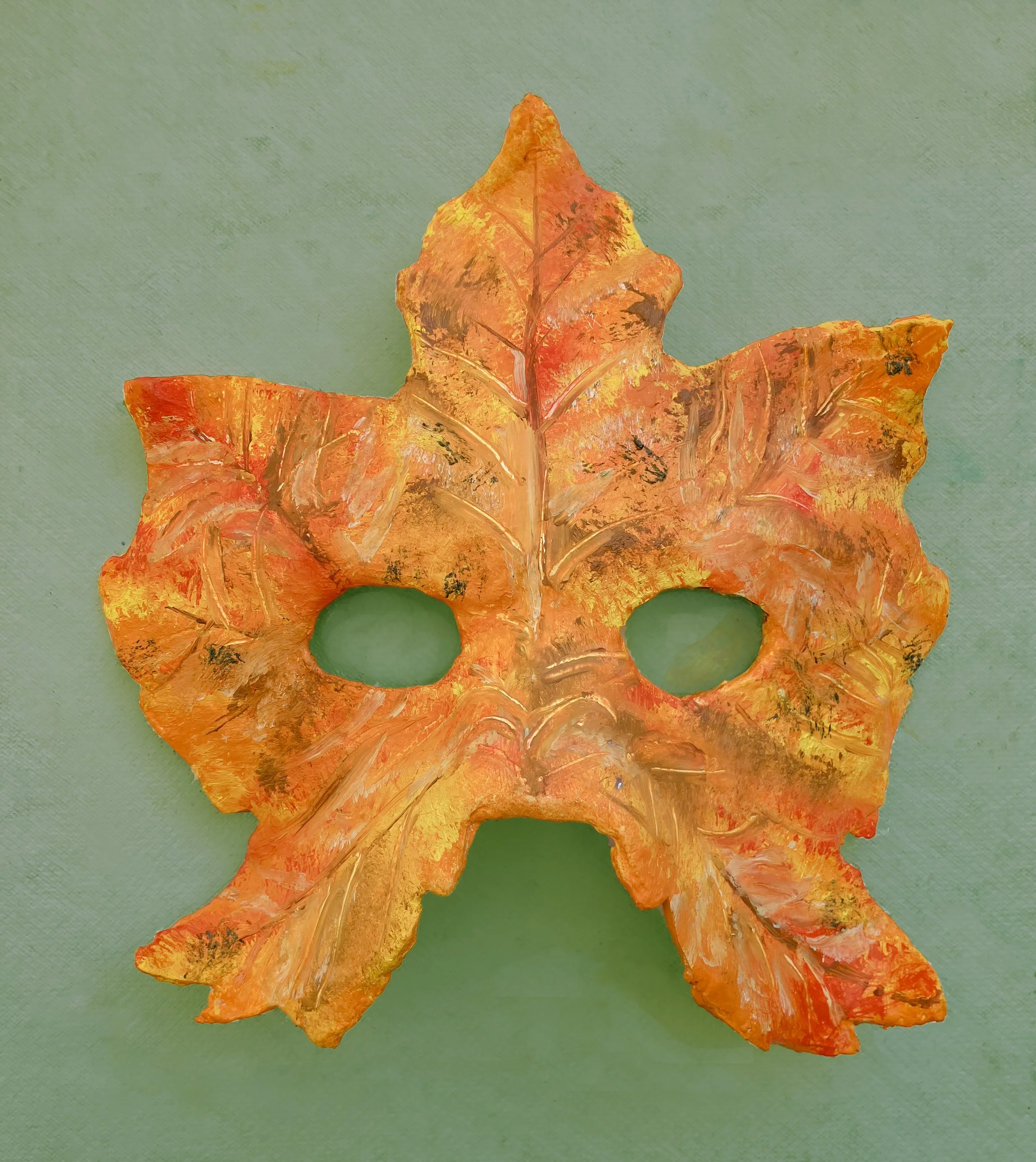 Red Orange Maple Leaf Mask_2026_Paper mache.jpg