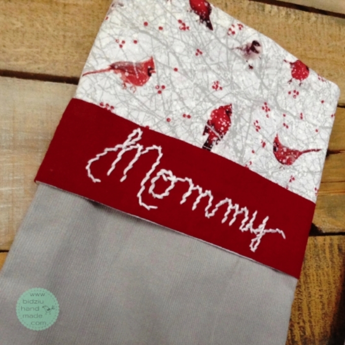 DIY yourself Christmas stockings, custom made Christmas stockings, red gray white Christmas stockings, unique Christmas stockings, personalized Christmas stockings, modern Christmas stockings, handmade Christmas stockings, bidziu handmade, bidziuhandmade